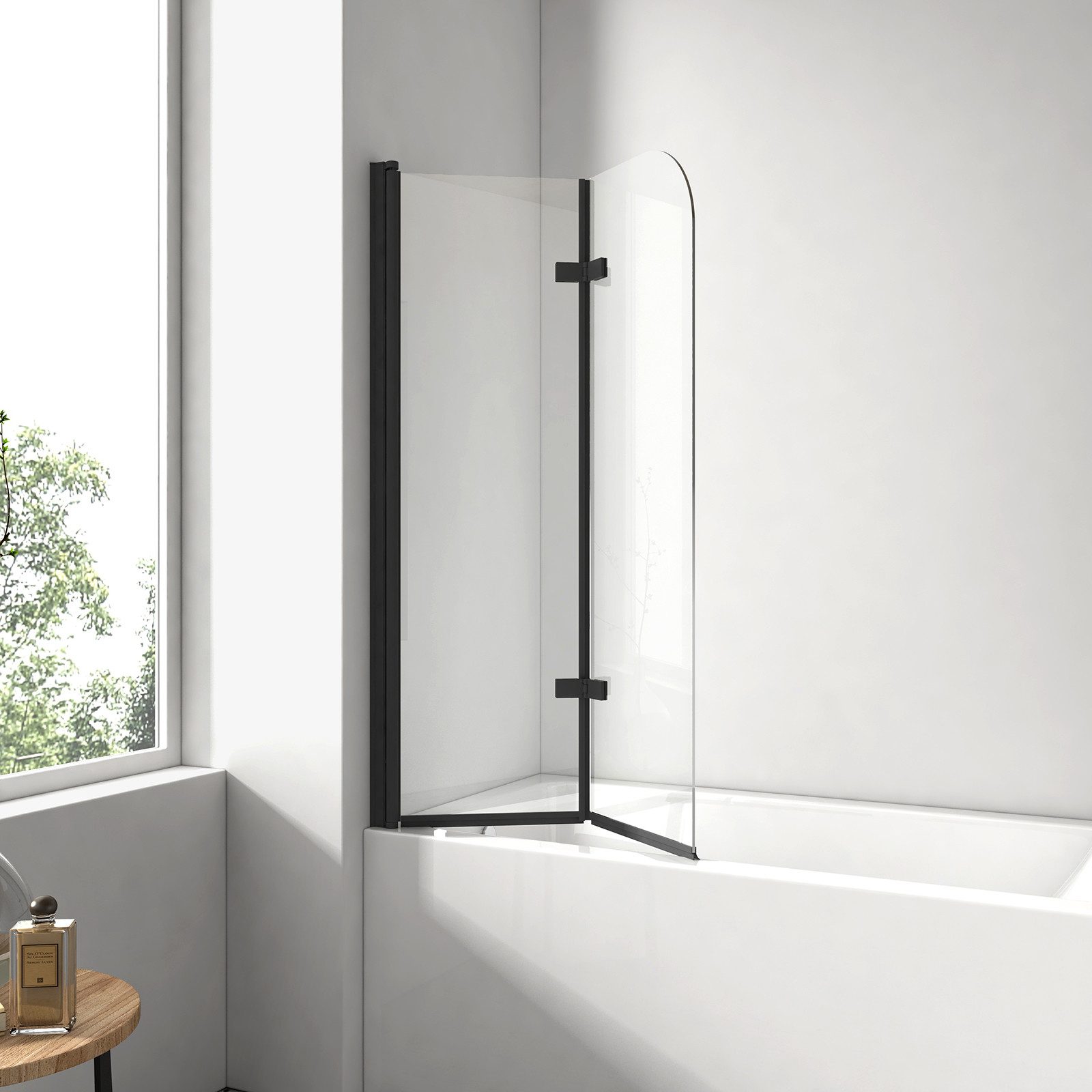 EMKE Badewannenaufsatz Duschwand für Badewanne,2-teilig Duschwand Faltbar Schwenkbar Aufsatz, Einscheibensicherheitsglas, (Set), 6mm gehärtetes Glas, schützt vor Kalk und Wasserflecken