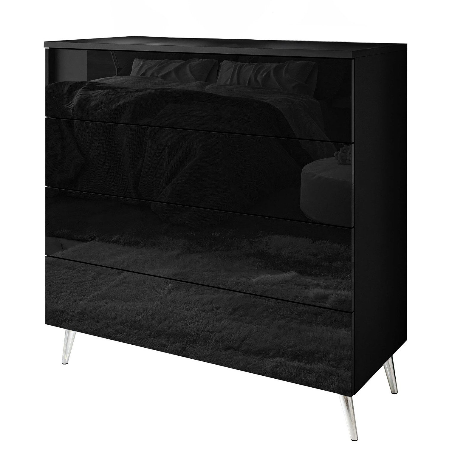 Lookway Kommode AURA 4S mit Schubladen und Griffloses Öffnungssystem, 95x40x90 cm