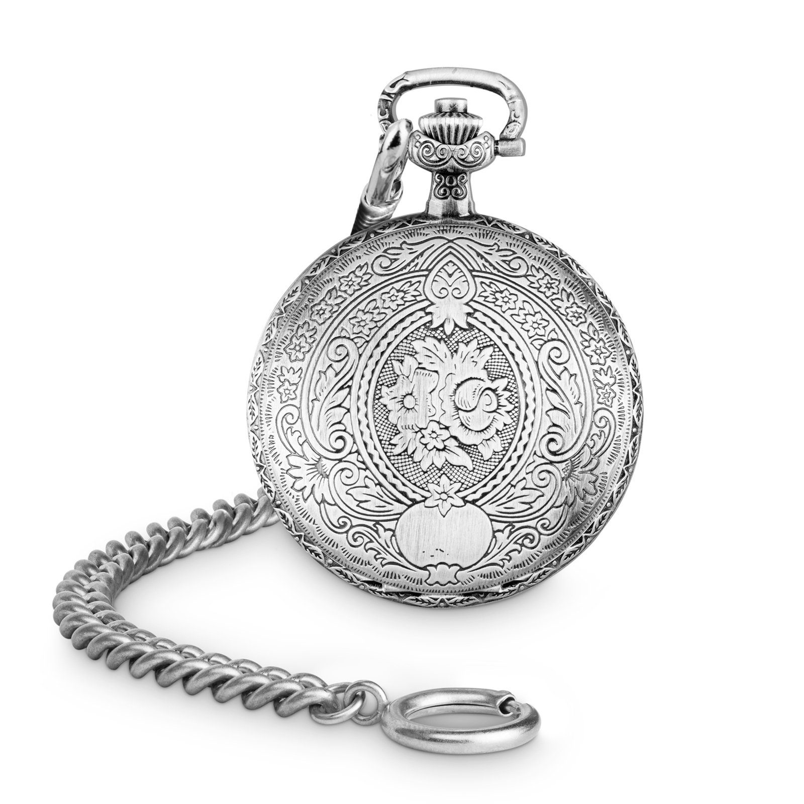 Hermann Jäckle Taschenuhr "Schöntal 2" Antiklook, Handaufzug, 50 mm, Mineralglas, mit Kette & Reiseetui – Made in Germany, klassische Herrenuhr – Bild 4 von 5