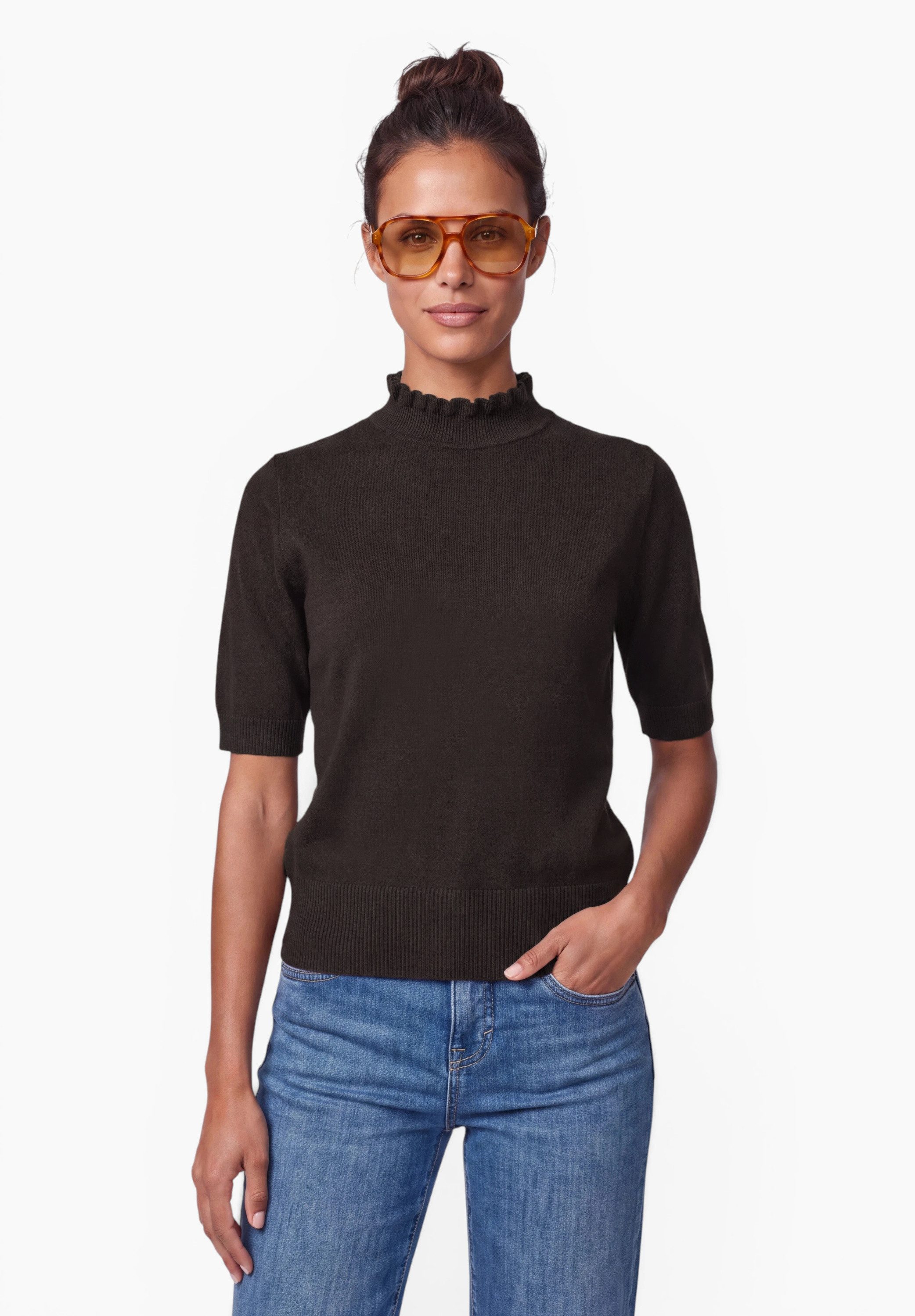 STREET ONE STUDIO Kurzarmpullover im soften Baumwoll-Mix