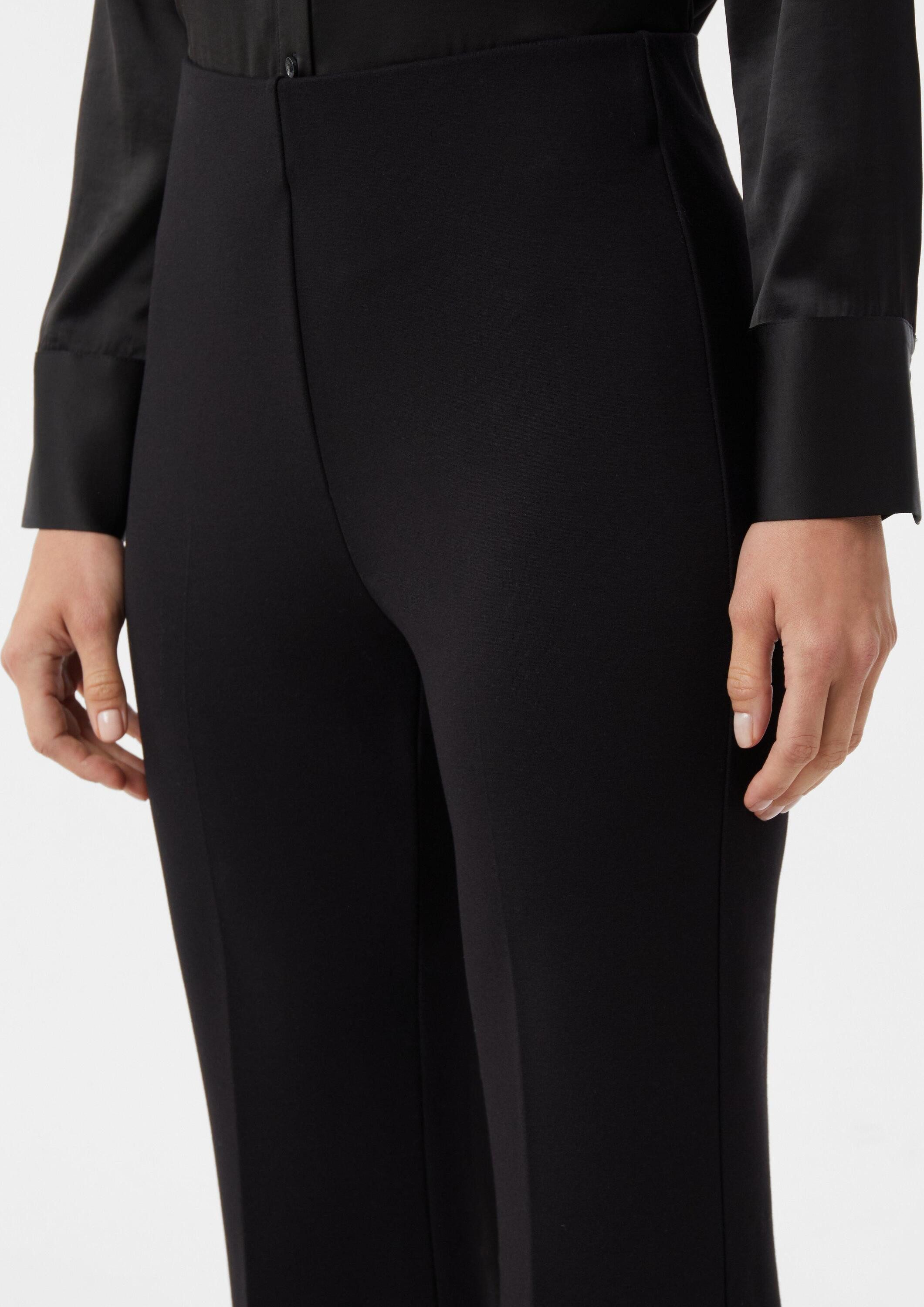 comma Chinos Hose Fließende Jerseyhose mit Flared Leg und Schlitzen am Saum