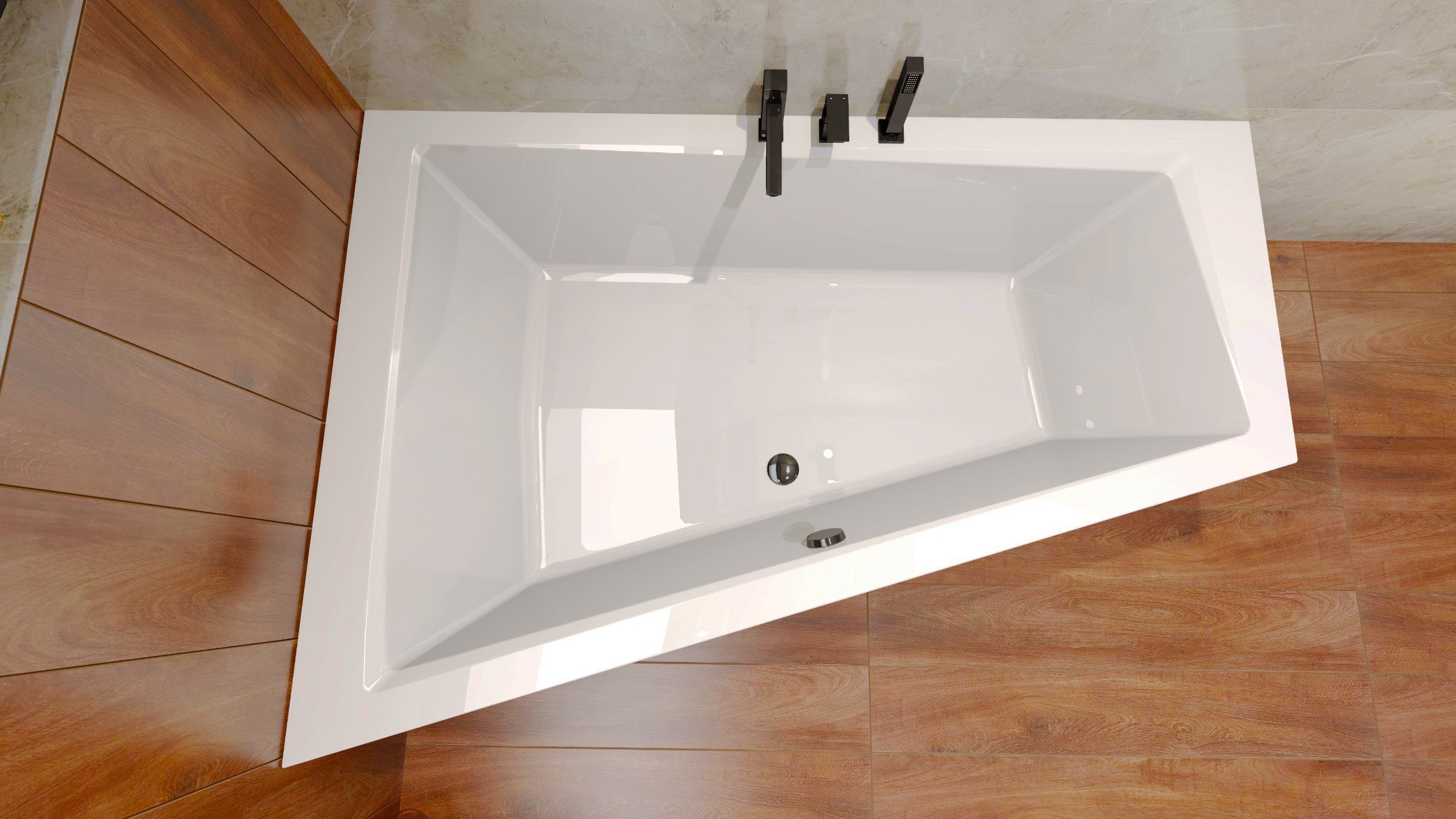 KOLMAN Badewanne Eckwanne 150x85 INTIMA Links mit AcrylSchürze + Kopfstütze günstig online kaufen