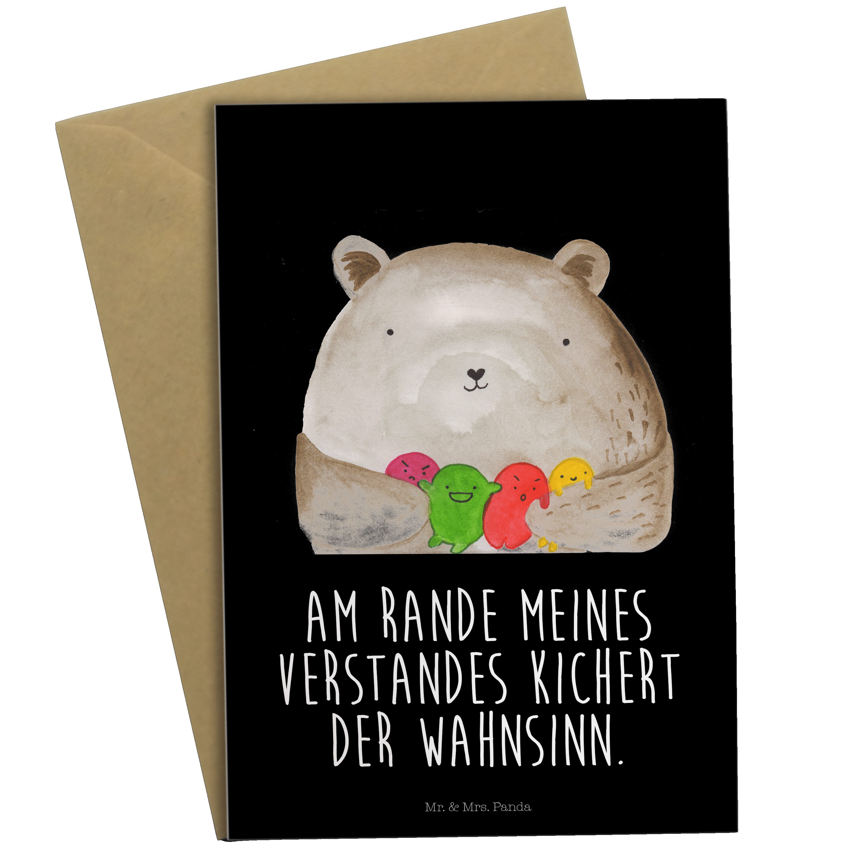 Gefühl Klappkarte, Mrs. - & - Schwarz Hochzeitskarte Geschenk, Grußkarte Mr. Bär Verrückt, Panda