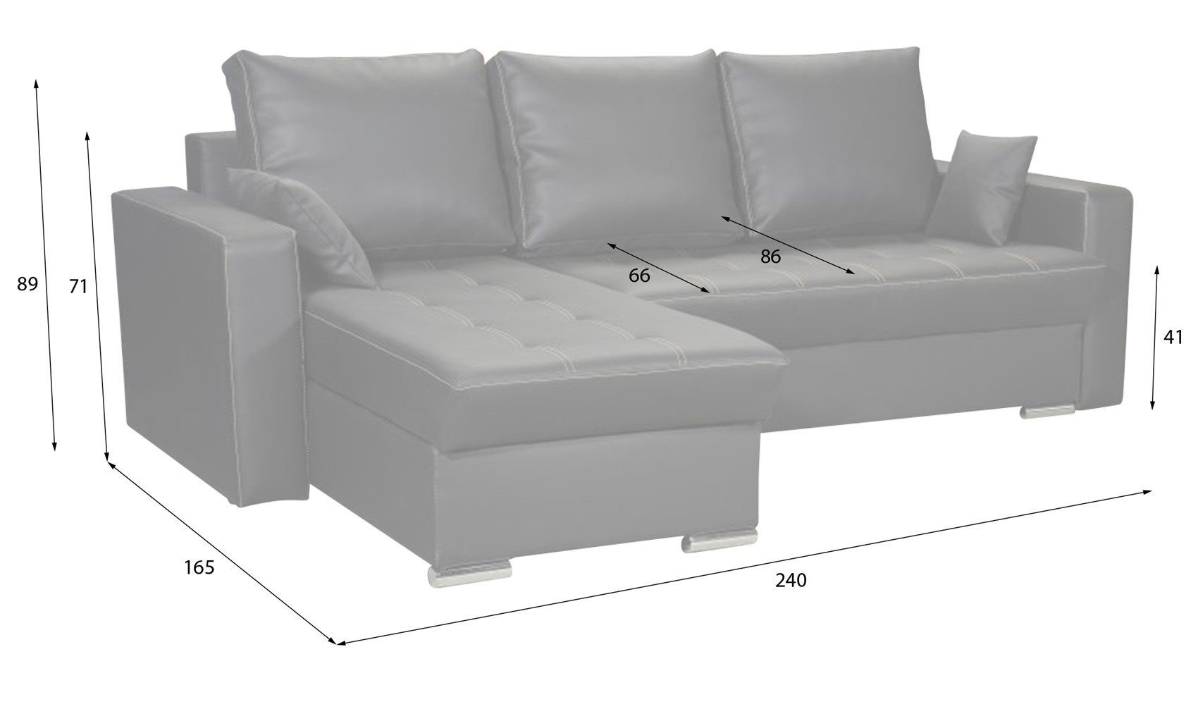 oder Zierkissen, mane 2 Rückenkissen Fun und 3 in ADARA Rechts, Links Ecksofa Creme inkl. 2 Sofa Bettkästen Kunstleder Möbel inkl.