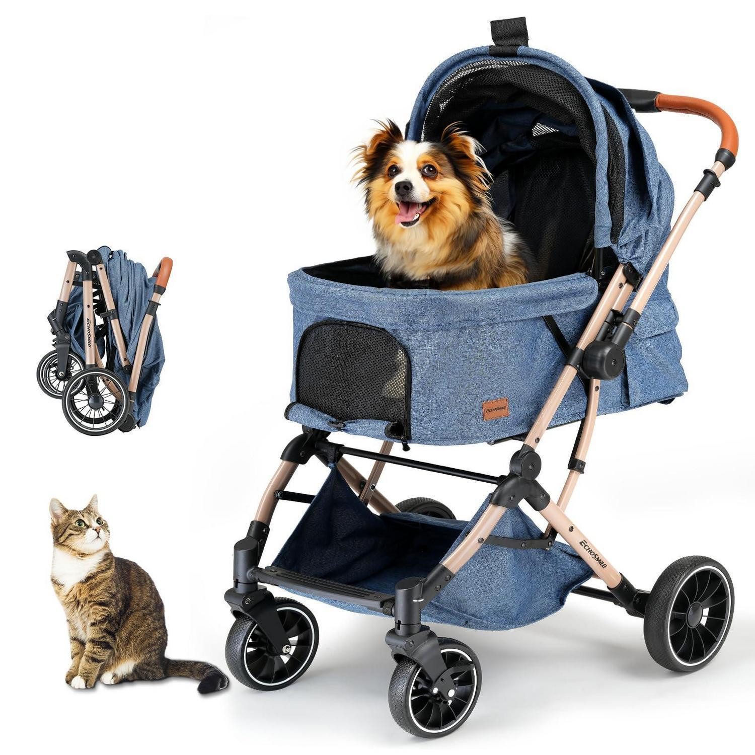 LuxusKollektion Trolleyset Hundewagen 1-Knopf-Falt Blau bis 20kg