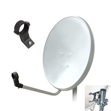 ARLI 60 cm HD Sat Anlage weiss +Single LNB +Wandhalter 25 cm +2x F-Stecker SAT-Antenne (60 cm, Stahl)