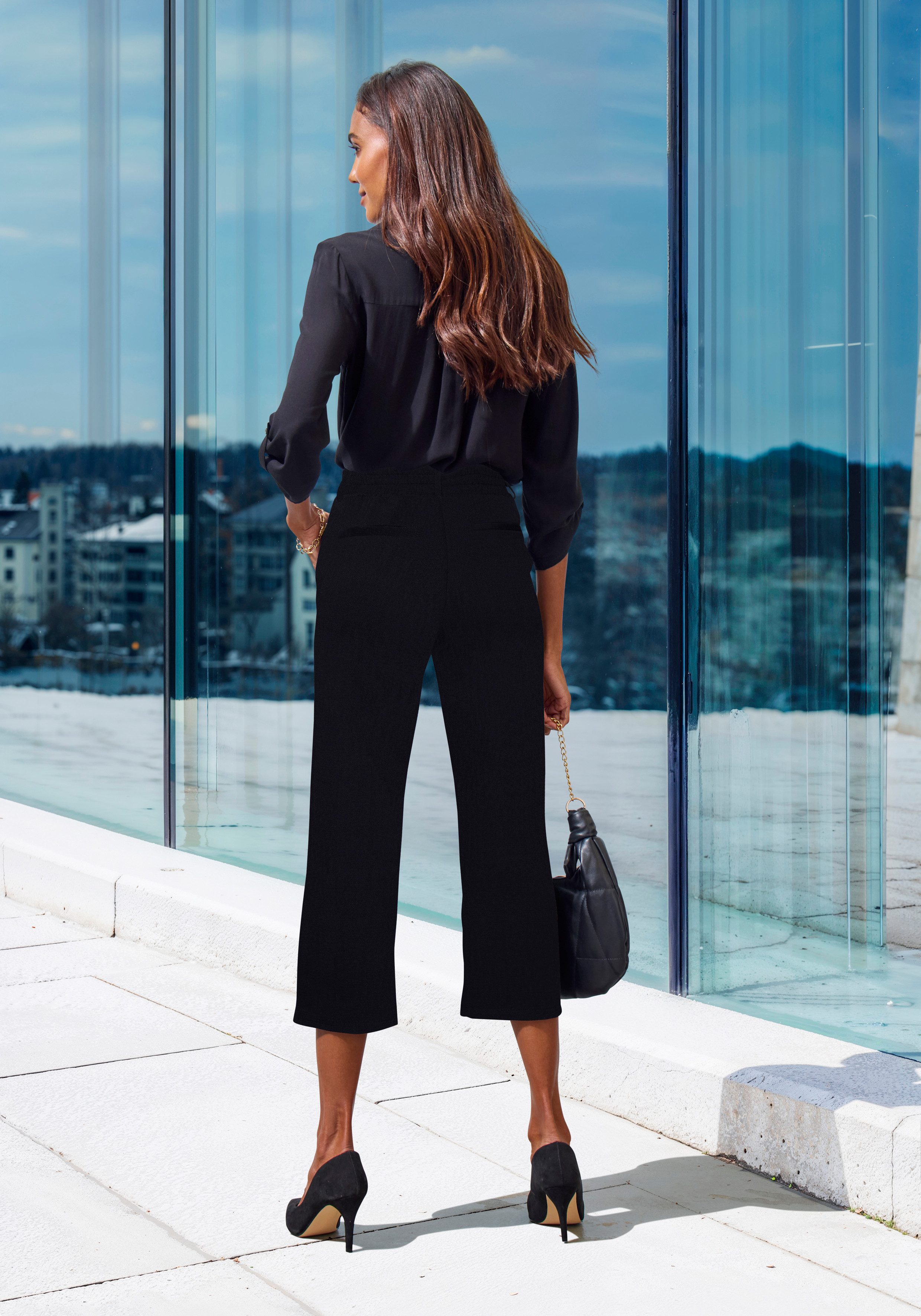 LASCANA Culotte mit Jacquard Strickmuster oder uni schwarz