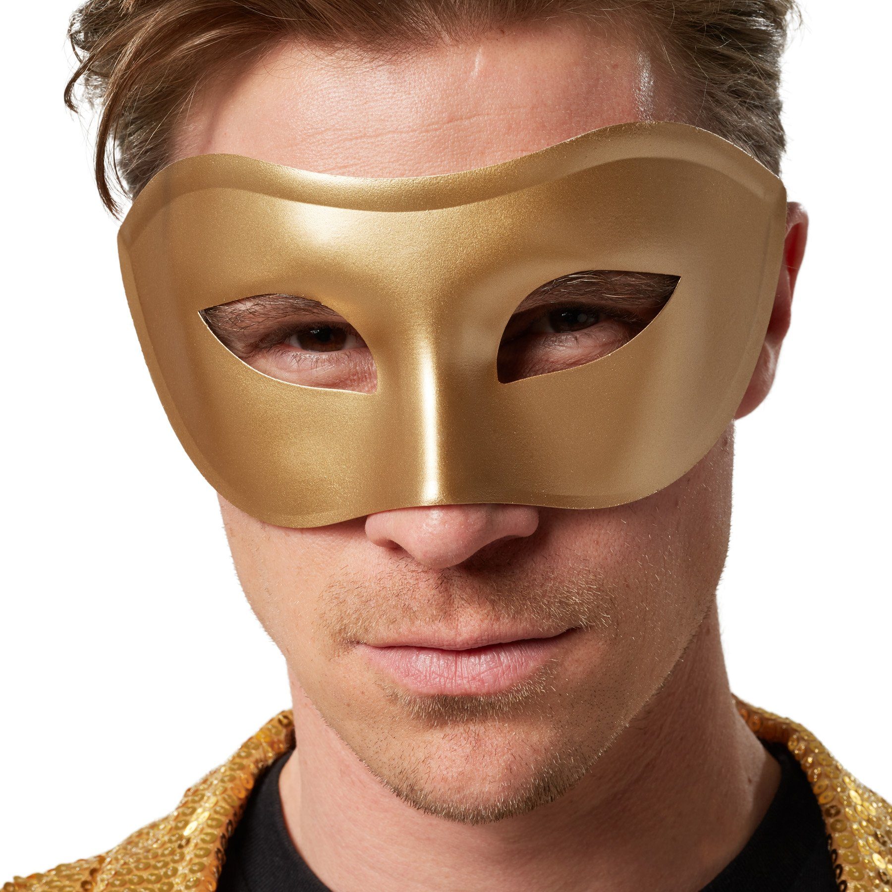 dressforfun Kostüm Faschingskleidung/Maskeradenverkleidung, in gold, Ca. 18 x 9 cm, Ergänzung zu vielen Outfits, Zwei feine Satin-Bänder bindbar, Ca. 40 g