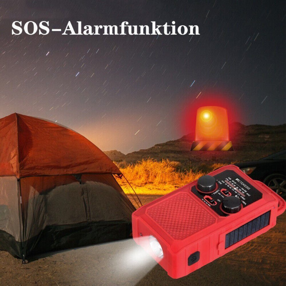 Retekess für 5000 SOS-Alarm) Tragbares Camping Tragbares mAh Radio, TR201 Überleben Notfallradio Notfall-Radio Kurbelradio, (Solar