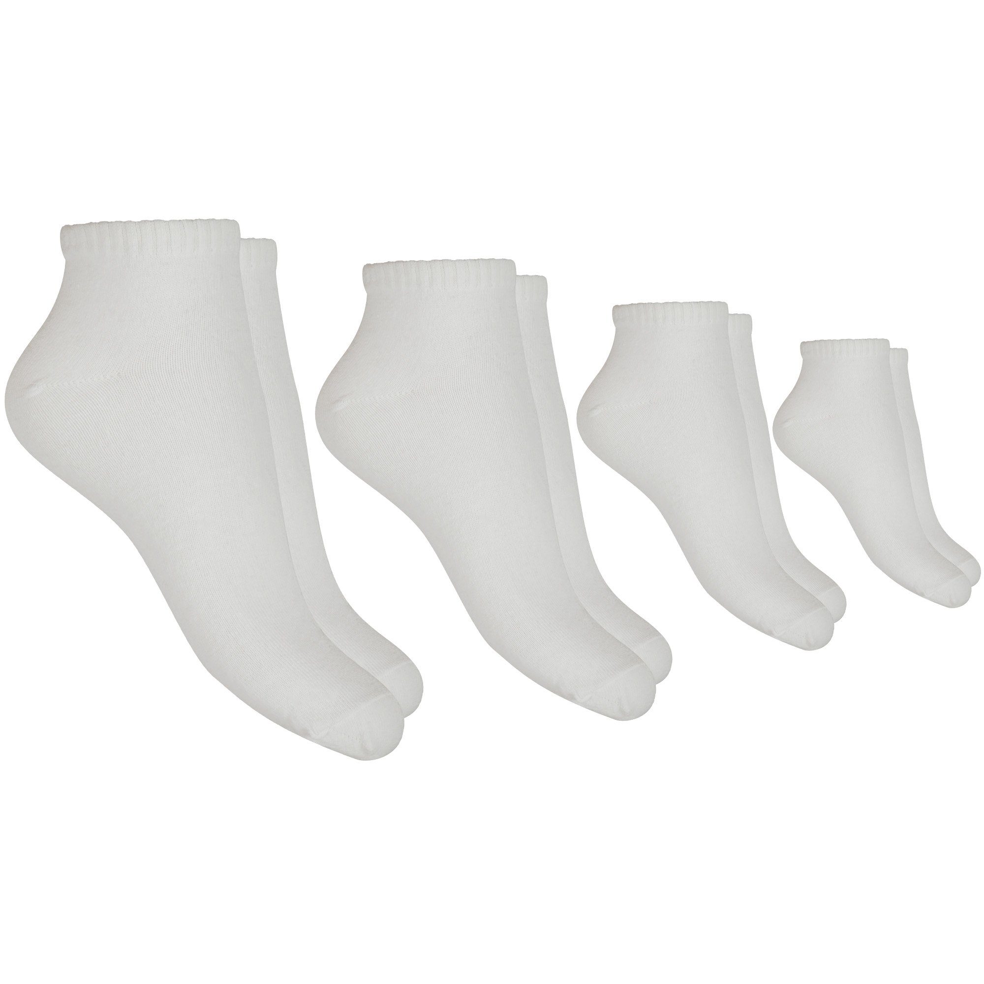 hemmy Fashion Sneakersocken (4-Paar, 4 Paar) Sneaker - Damensocken (4 Paar) Basic Шкарпетки "Weiß", Größe: 39-42 mit komfortablem Rippbündchen, hoher Baumwollanteil