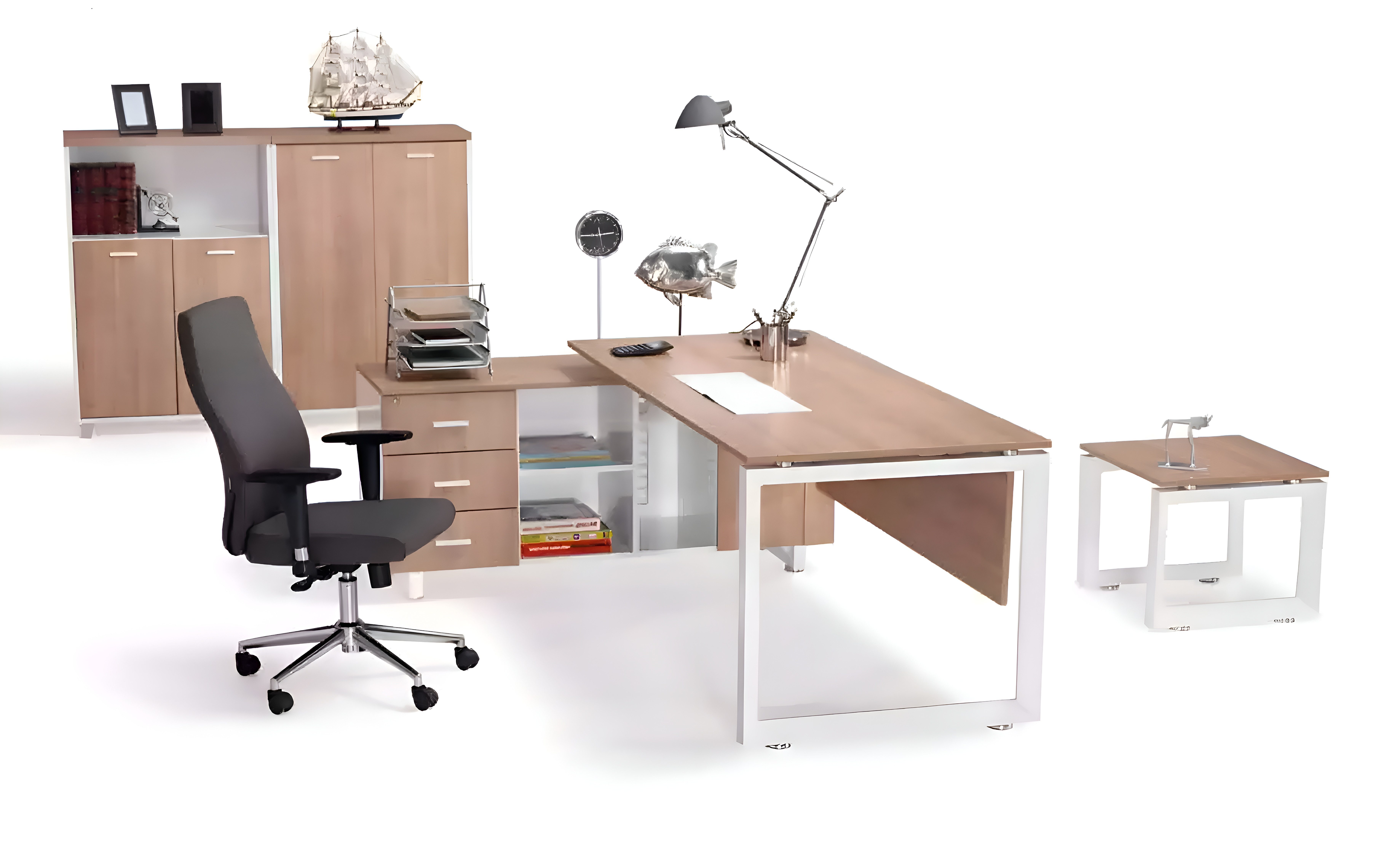 Büromöbel-Set 4-teiliges Set Büromöbel: Schreibtisch Aktenschrank Couchtisch