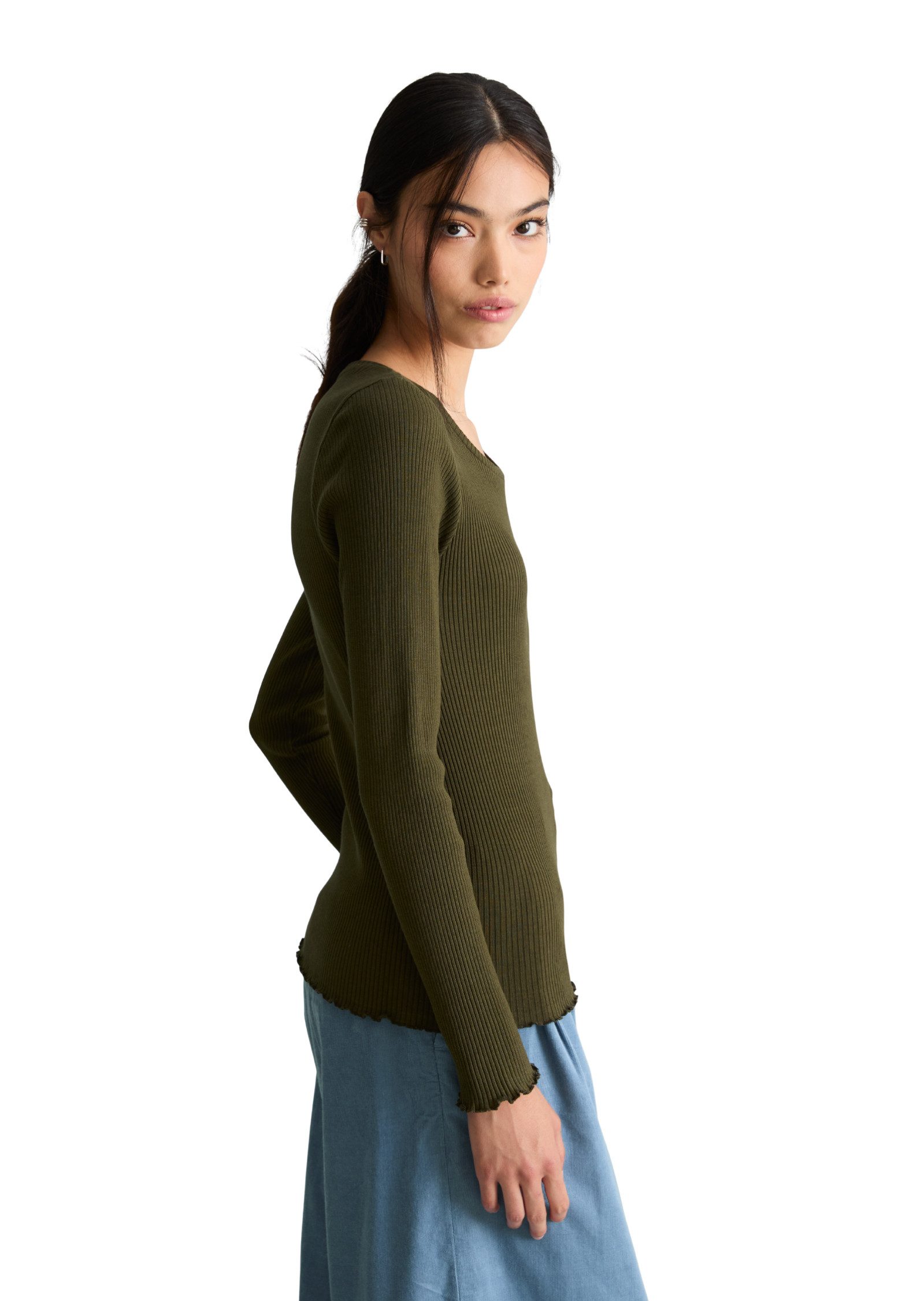 Marc O'Polo DENIM Langarmshirt aus Organic-Cotton-Stretch
