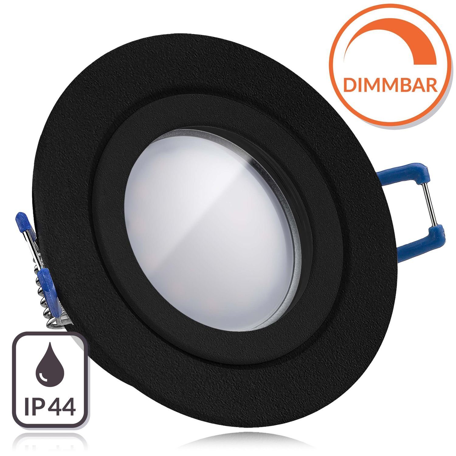 LEDANDO LED Einbaustrahler IP44 LED von 5W extra in LED LEDA Set mit schwarz flach Einbaustrahler