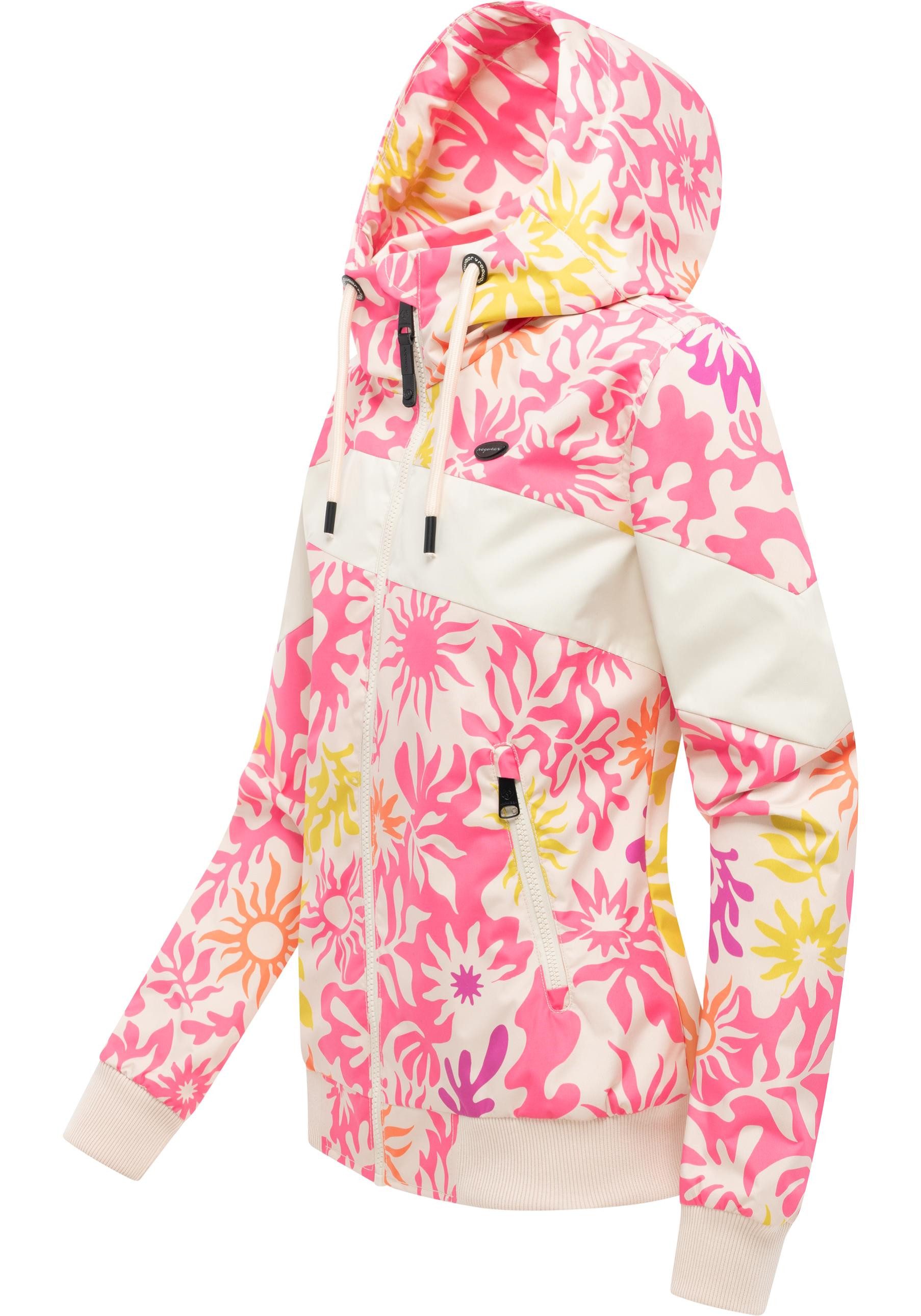 Ragwear Outdoorjacke Nuggie Block Flower modische Damen Freizeitjacke mit floralem Print
