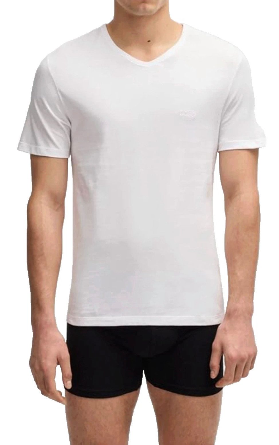 BOSS T-Shirt Herren 3 x T-Shirts V-Ausschnitt Shirt Regular Fit 100% Baumwolle (Verpackung: Original BOSS gift Box, 3er-Pack) Pflegeleicht und formstabil, Logo-Stickerei