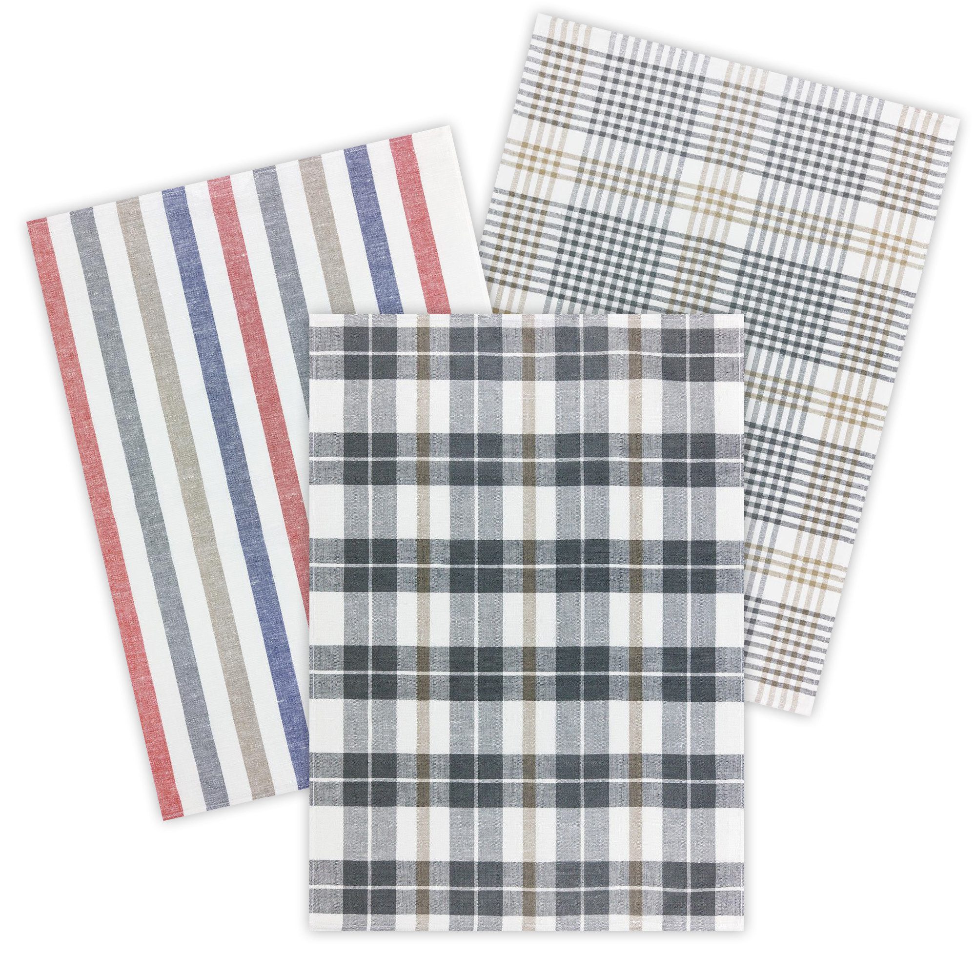 Kracht Geschirrtuch Blockstreifen, (Set, 3-tlg., Set), 3er Pack Geschirrtücher (3 Stück), ca. 50 x 70 cm, Halbleinen