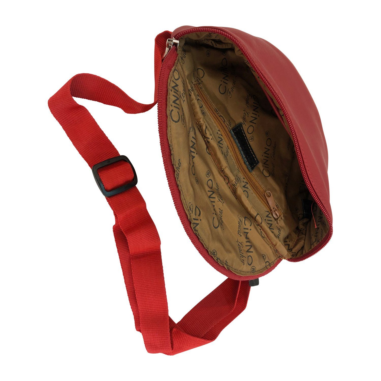 Cinino Bauchtasche Leonia, Gürteltasche Umhängetasche Rot Hüfttasche Leder aus