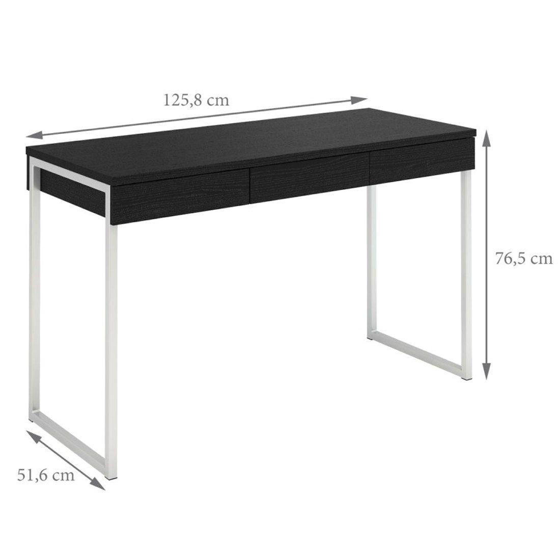 ebuy24 3 schwarz Esche Fula Dekor Schreibtisch Schreibtisch Schubladen