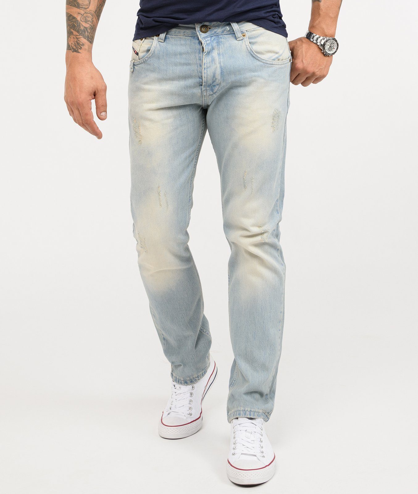 Herren Jeans Rock Creek Regular-fit-Jeans Herren Jeans Stonewashed Hellblau RC-2141