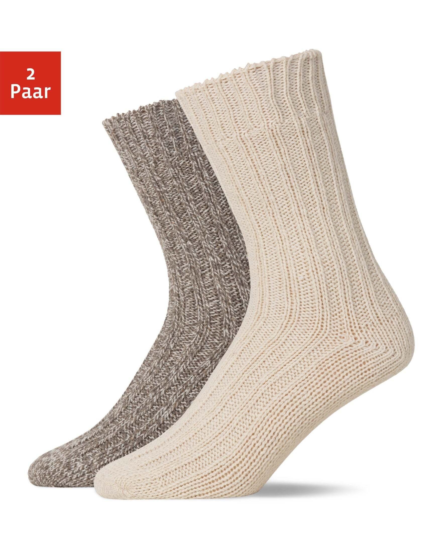 SNOCKS Norwegersocken Damen warmem Wintersocken Herren (Offwhite/Braun) Material aus (2-Paar) Mix