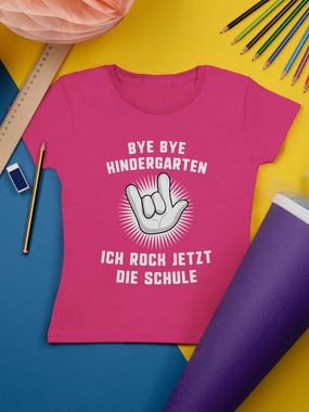 Shirtracer T-Shirt Bye Bye Kindergarten Ich rock jetzt die Schule Hand Einschulung Mädchen