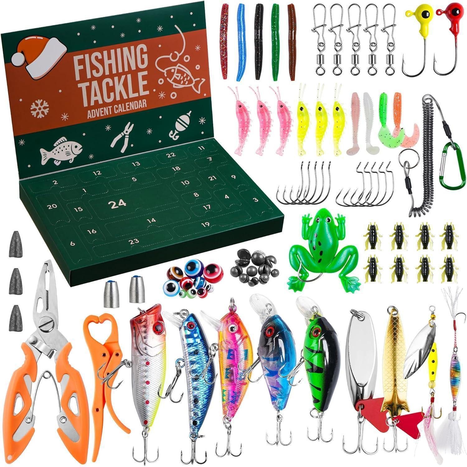 LuxusKollektion Adventskalender Adventskalender 2025 mit 77 Teilen Ködern Zange Fischgreifer für