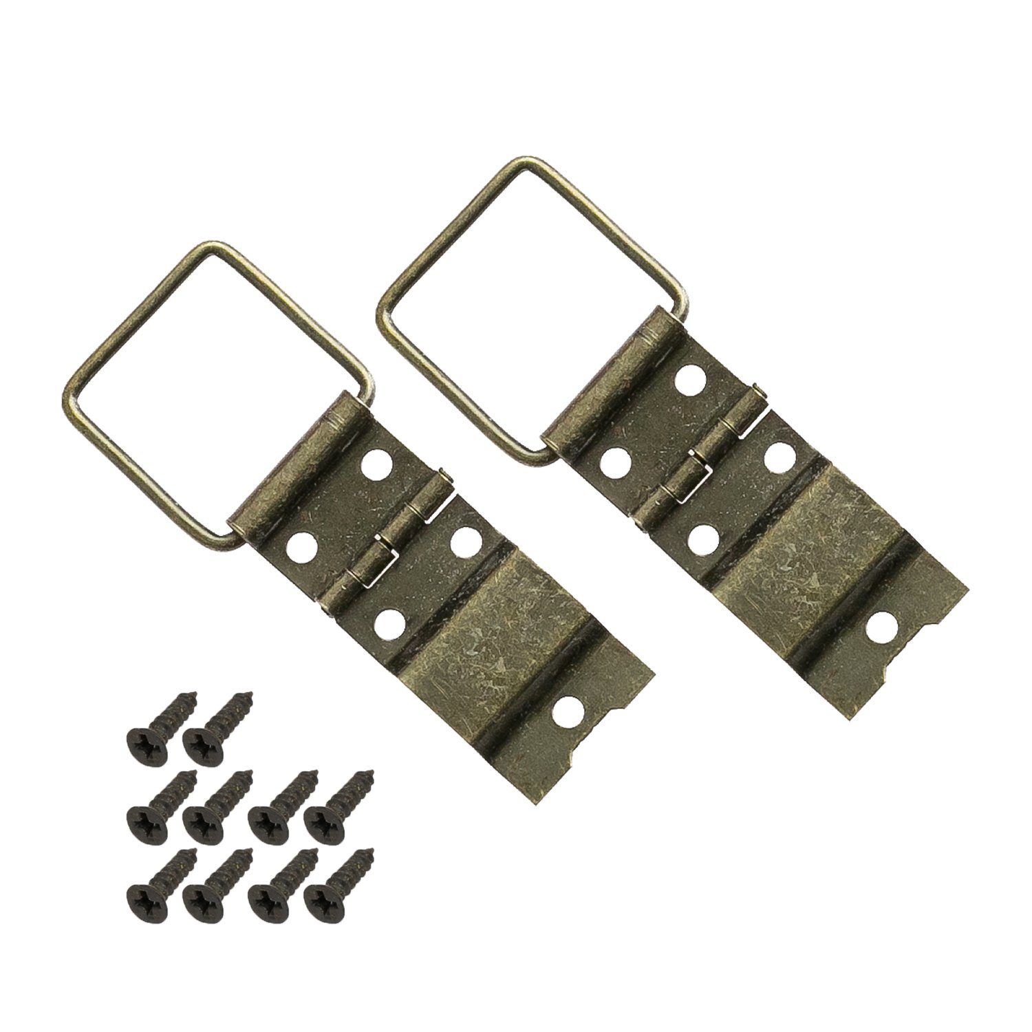 HMF Möbelbeschlag Vintage Deko Scharnier klein (2 Stück), Aufstellscharnier aus Metall, 22 x 57 mm, Bronze