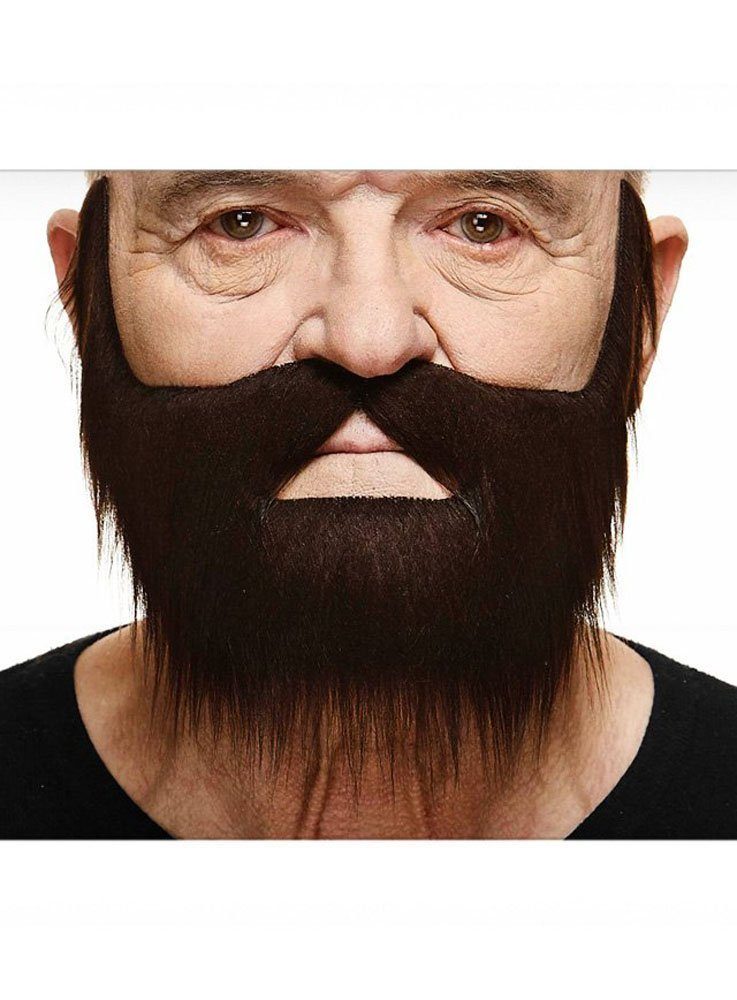 Metamorph Kostüm Ausgefranster Vollbart, Hochwertiger, selbstklebender Kunstbart aus Handarbeit