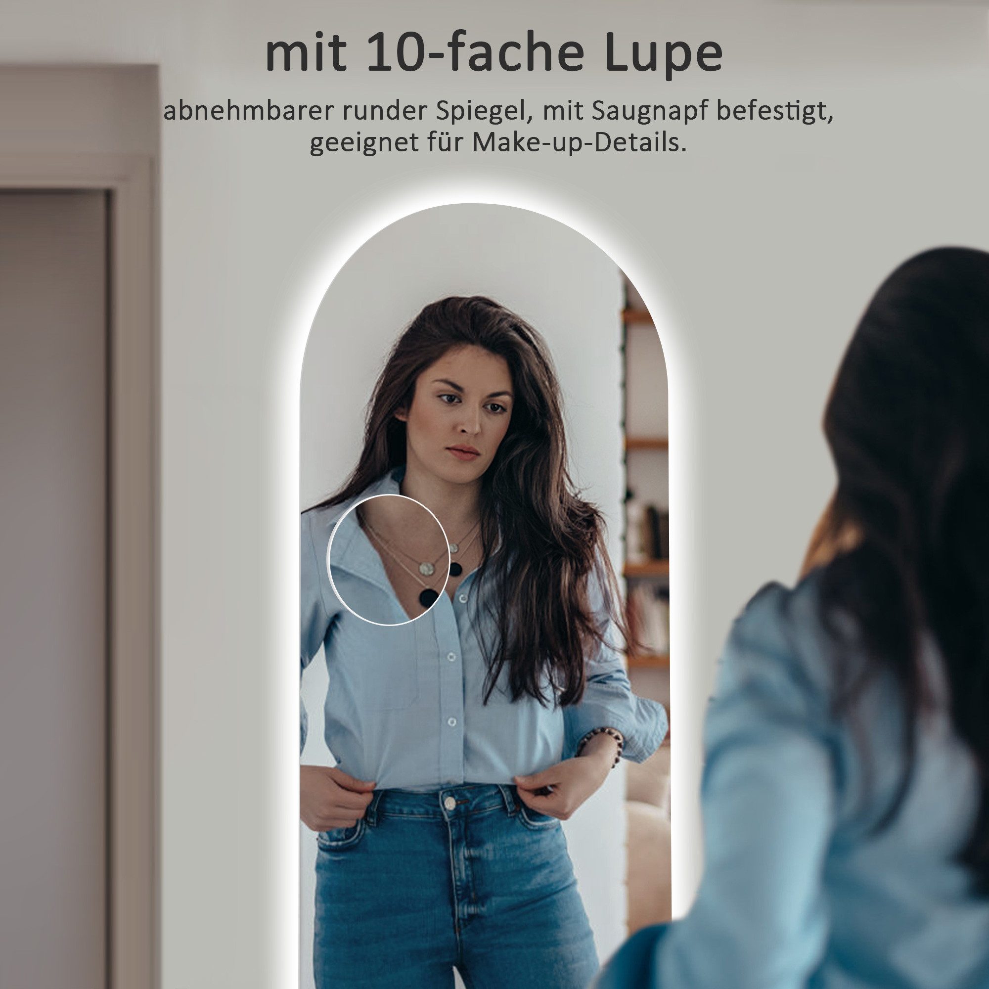 WDWRITTI Ganzkörperspiegel mit beleuchtung & 10xLupe 165x60 3Lichtfarben Di günstig online kaufen