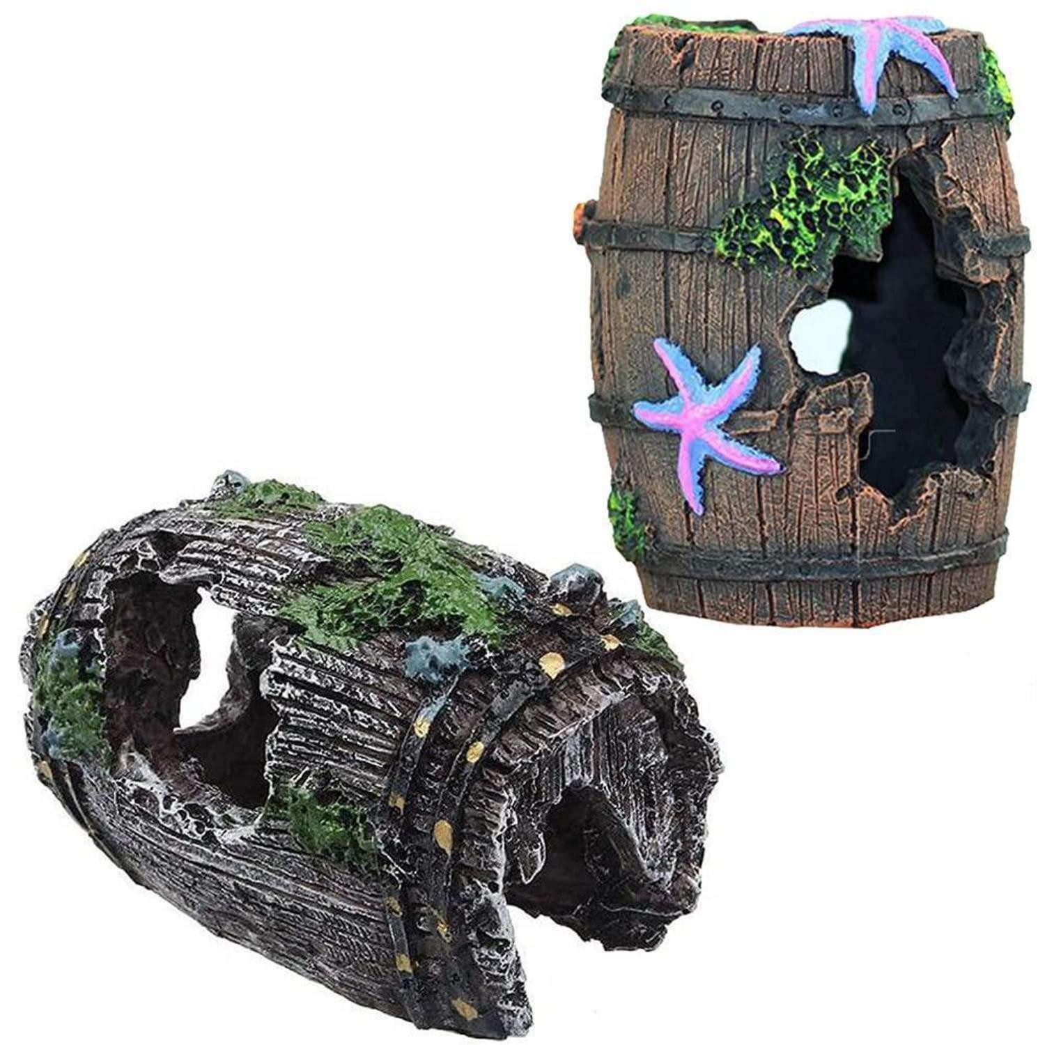 LuxusKollektion Tierfigur Aquarium Deko 2er Set Höhle & Eimer (2 St)
