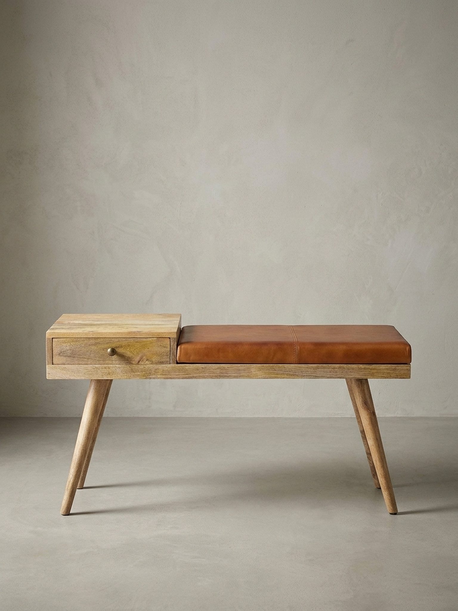 KADIMA DESIGN Sitzbank Retro-Sitzmöbel mit Ziegenlederbezug, viel Stauraum