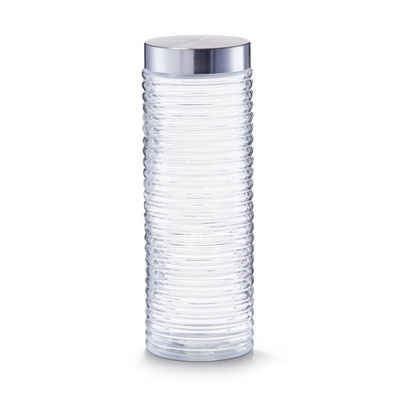 Zeller Present Vorratsglas Vorratsglas gerillt mit Edelstahldeckel 2000 ml, Glas, Edelstahl, (Stück, 1-tlg), Vorratsdose Lebensmittelaufbewahrung