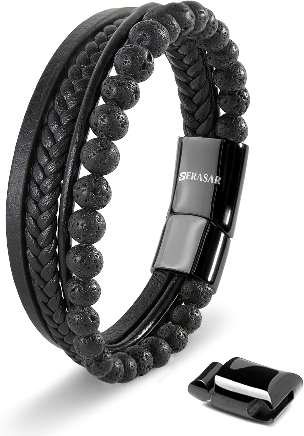 SERASAR Lederarmband "Stone" mit Edelstahl-Magnetverschluss, Natursteinperl günstig online kaufen