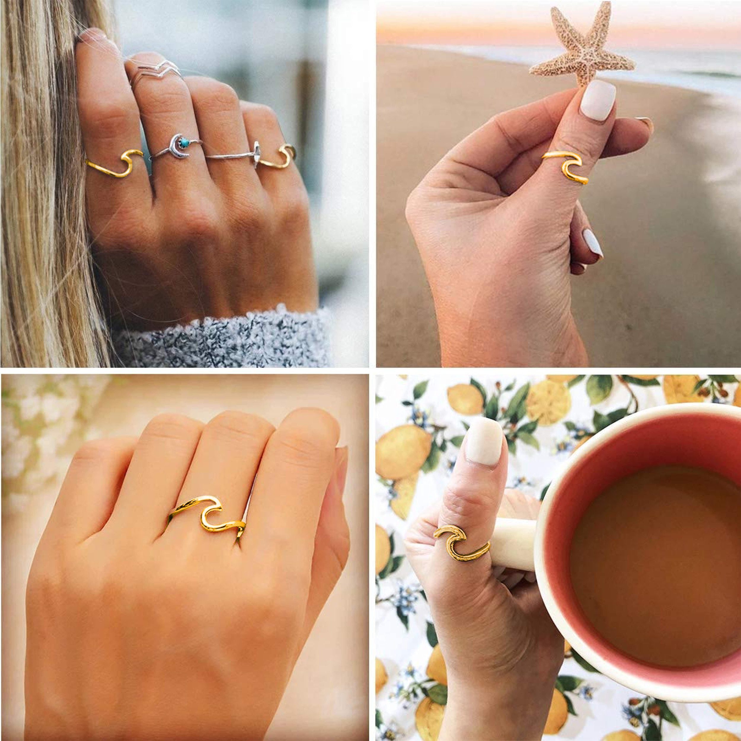 Lisandra Scott Fingerring WAVE Ring aus 925 Sterling Silber Welle Minimalistisch Wellenring, Zeitlos & filigran – Inspiriert von der Natur