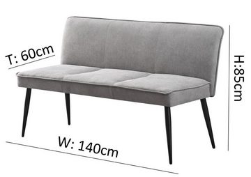 YOZI Essbank Essbank mit Rückenlehne+2x Armlehnenstuhl weicher Webstoff+Metall (Packung, 1x Sitzbank + 2x Stühle), Frei im Raum stellbar