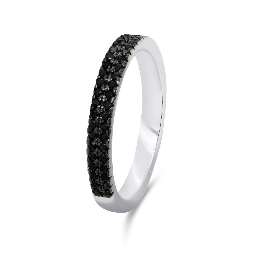 Brilio Silver Fingerring Sparkling silver ring with black zircons RI058W - Circuit: 58 mm