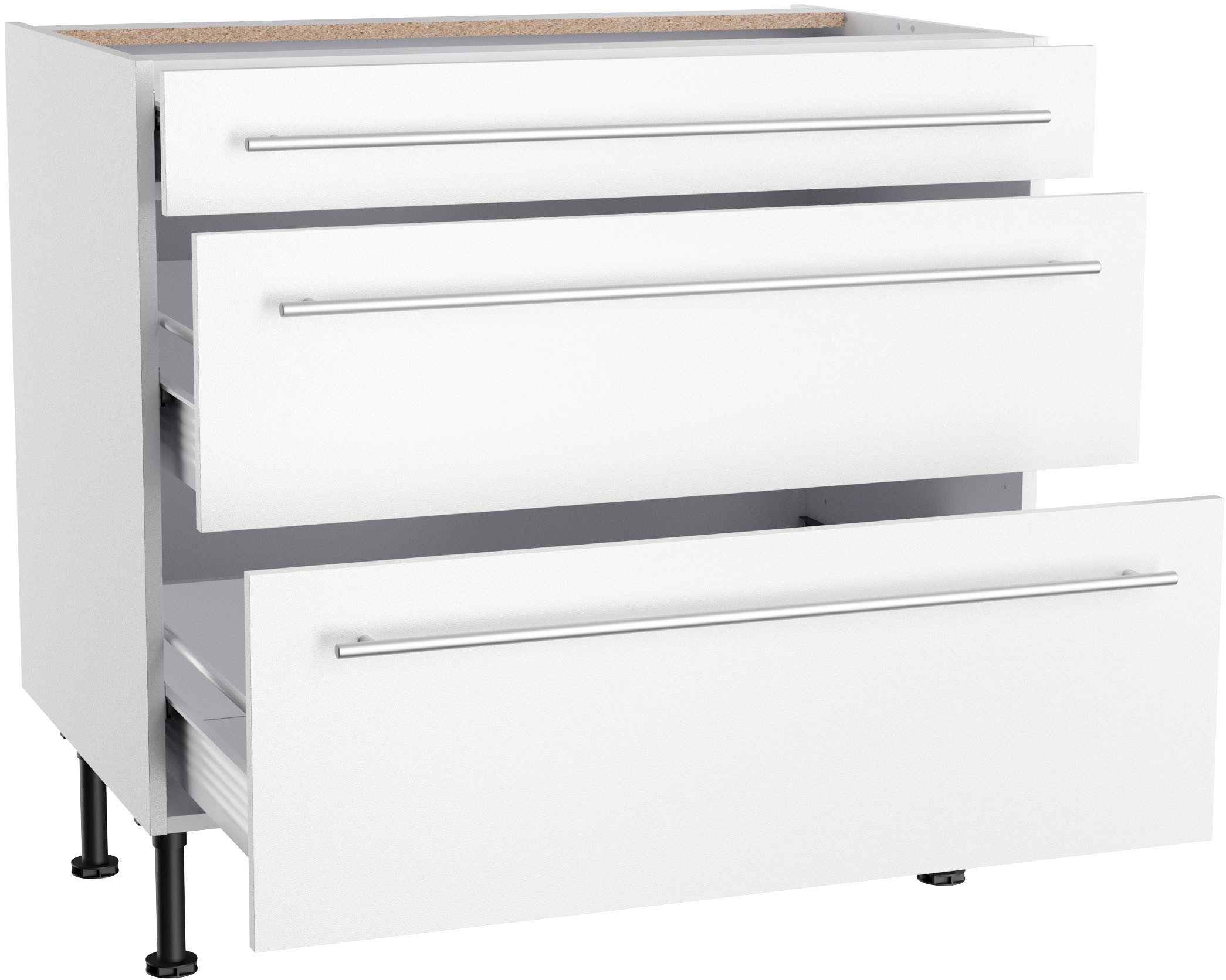 KOCHSTATION Unterschrank KS-Bern2 Breite 90 cm, 1 Schubkasten, 2 Auszüge