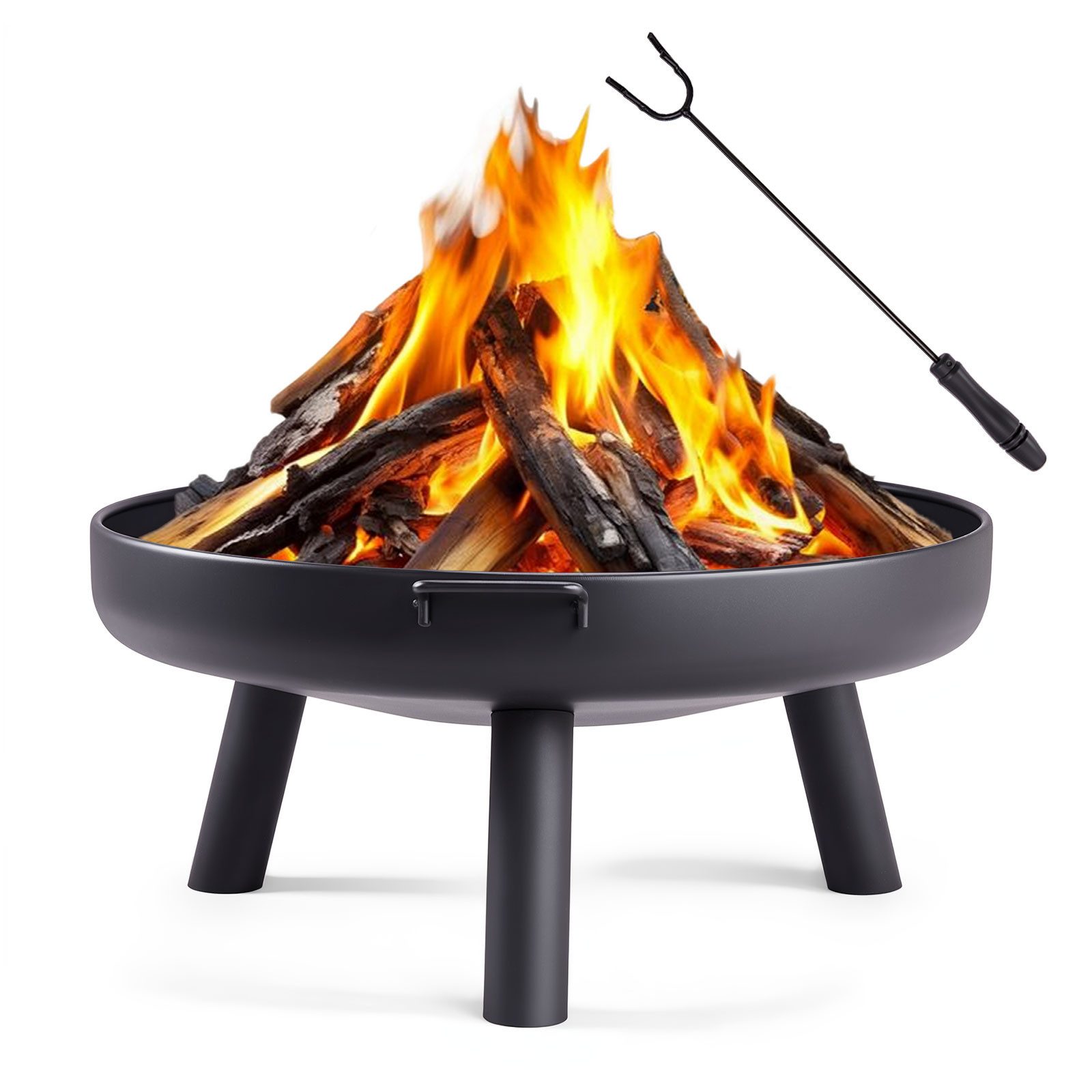 LALAHO Feuerschale Feuerstelle Feuerkorb für Terrasse Tischkamin Garten & Camping, Ø60/70/80 cm Fire Pit Feuerkorb inklusive Feuerhaken