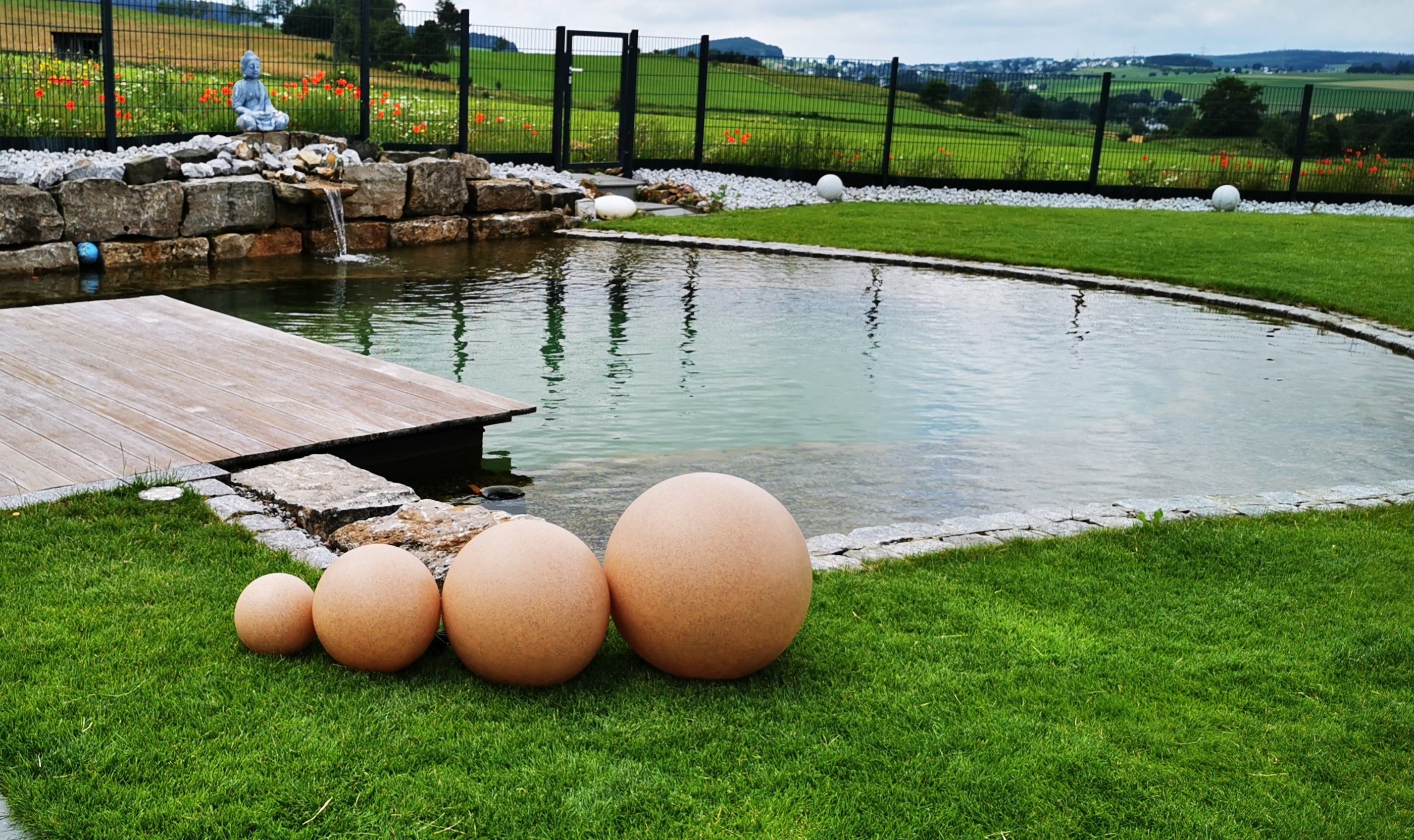 TRANGO Gartenleuchte, *SANDSTONE* 4er Set Kugellampe, günstig online kaufen