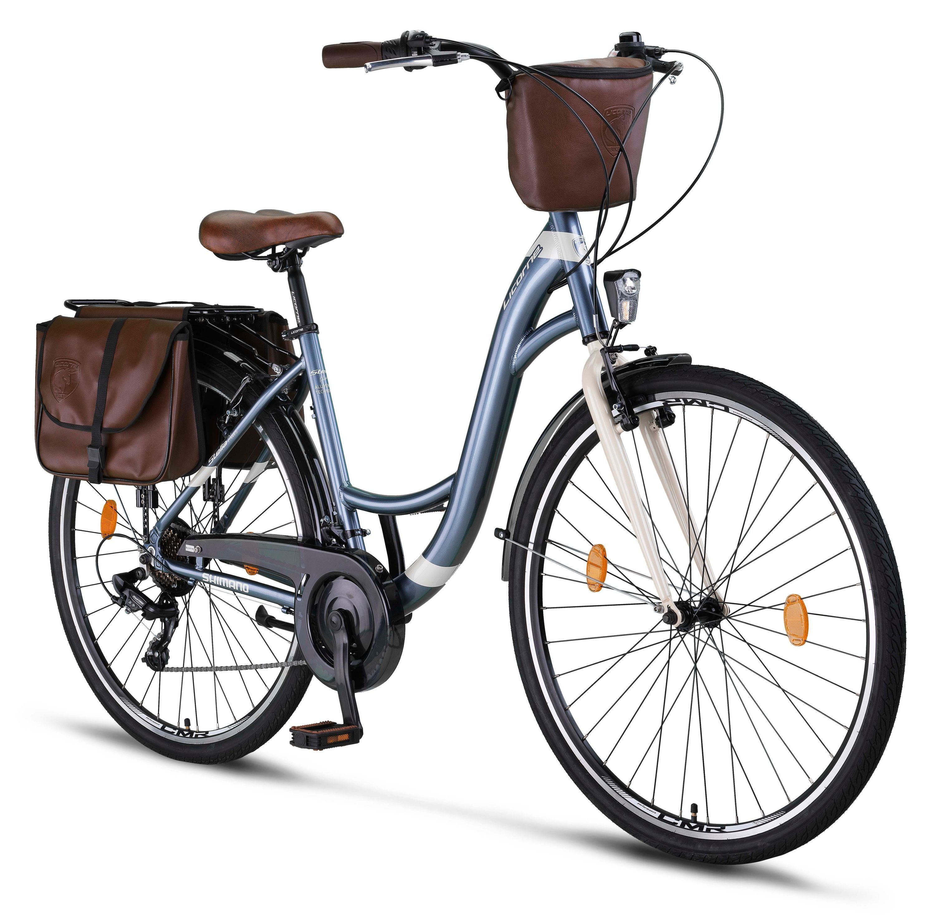 Licorne Bike Cityrad Licorne Bike Stella Plus Premium City Bike Aluminium, 21 Gang Anthrazit
