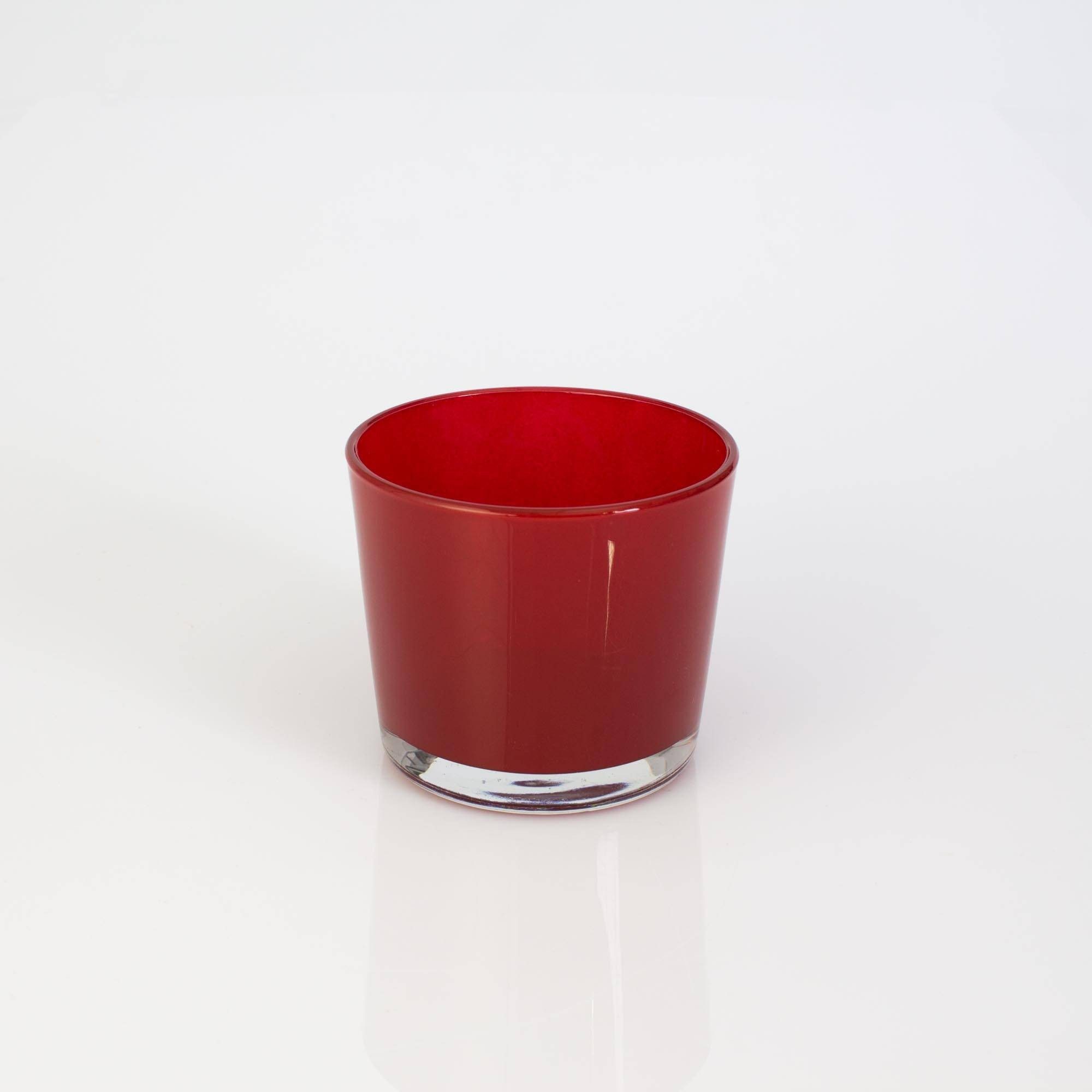 INNA-Glas Kerzenhalter Kleines Windlicht - Glasvase Alena, rot, 8,5cm, Ø 10cm - Tischlicht