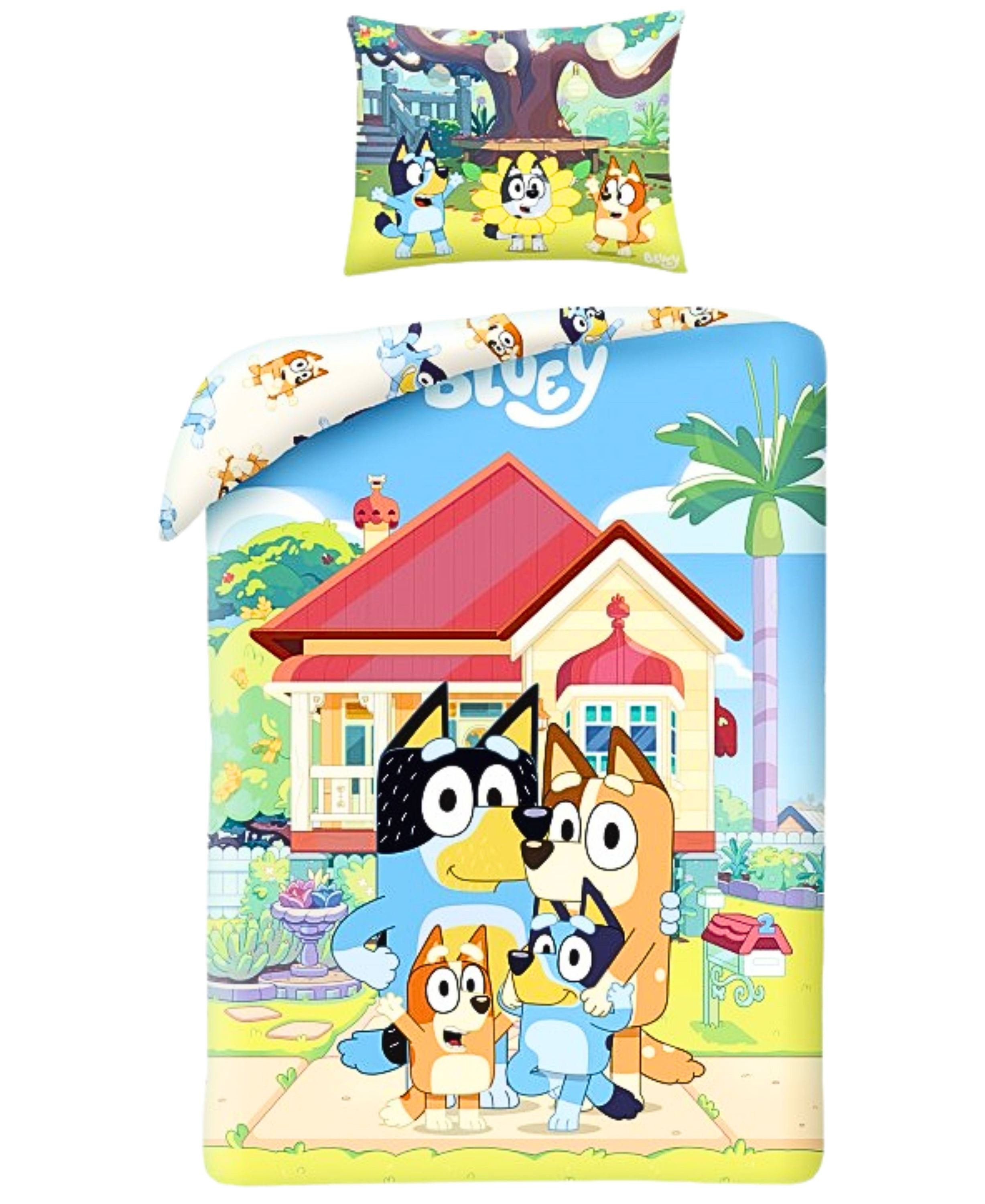 Bluey Kinderbettwäsche, Baumwolle, 2 teilig, Kinder Wendebettwäsche 135