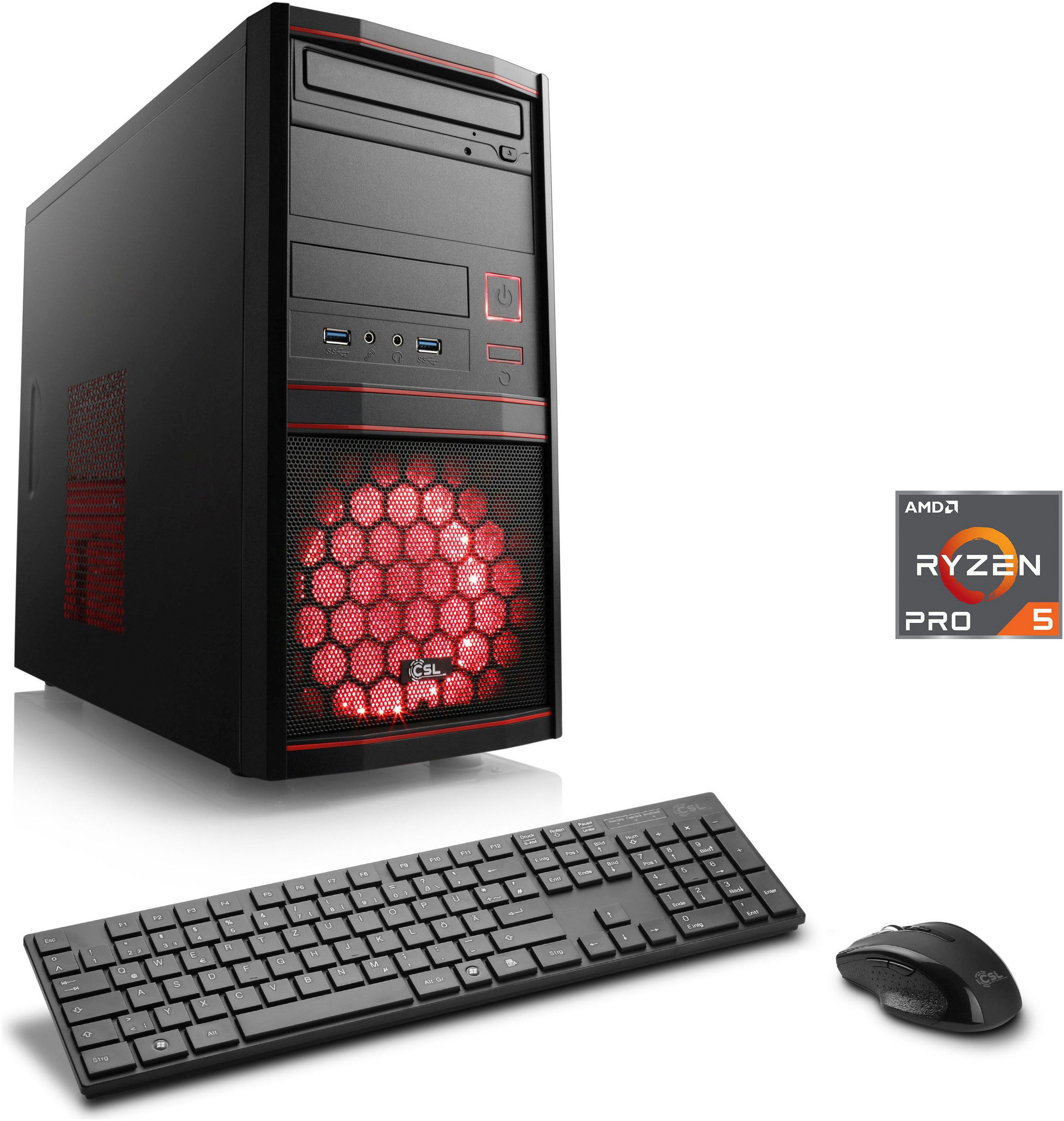 CSL Sprint V28152 Gaming-PC (AMD Ryzen 5 PRO 4650G, Radeon Graphics, 16 GB RAM, 1000 GB SSD, Luftkühlung)