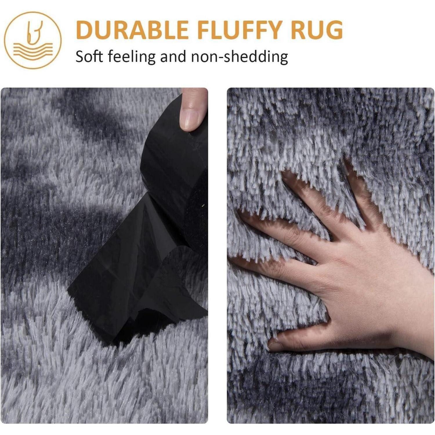 Pauwer Hochflor-Teppich Hochflor Teppich Shaggy Weich 120x160 cm Dunkelgrau Rutschfest