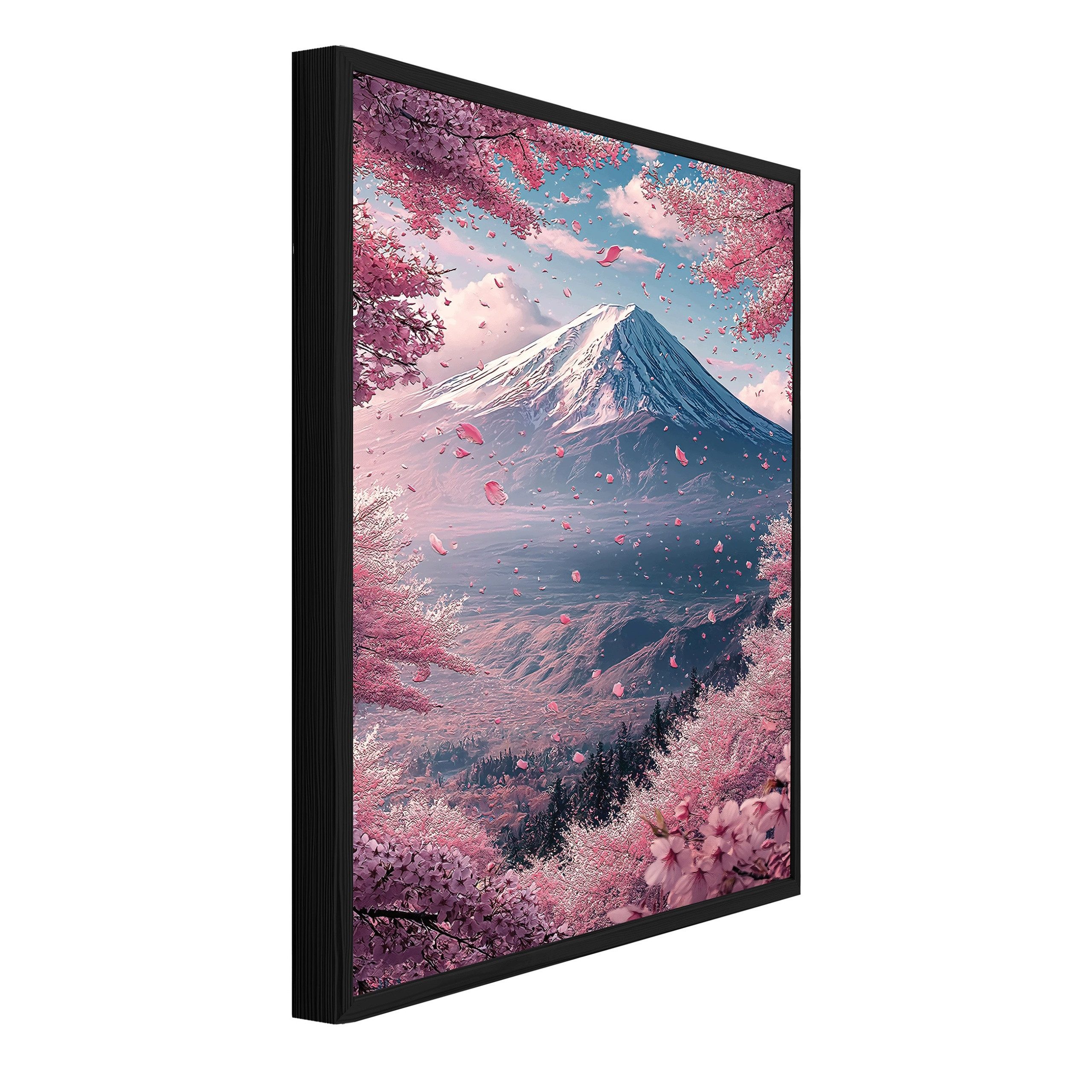 Wallarena Wandbild Berge Kirschblüten Rosa Bilder Schlafzimmer Wohnzimmer Wandbild, Berge, Kirschblüten (Wandbild, 1 St), Bilder mit Rahmen Wohnzimmer Schlafzimmer Wandbild Wanddeko 30x40 cm