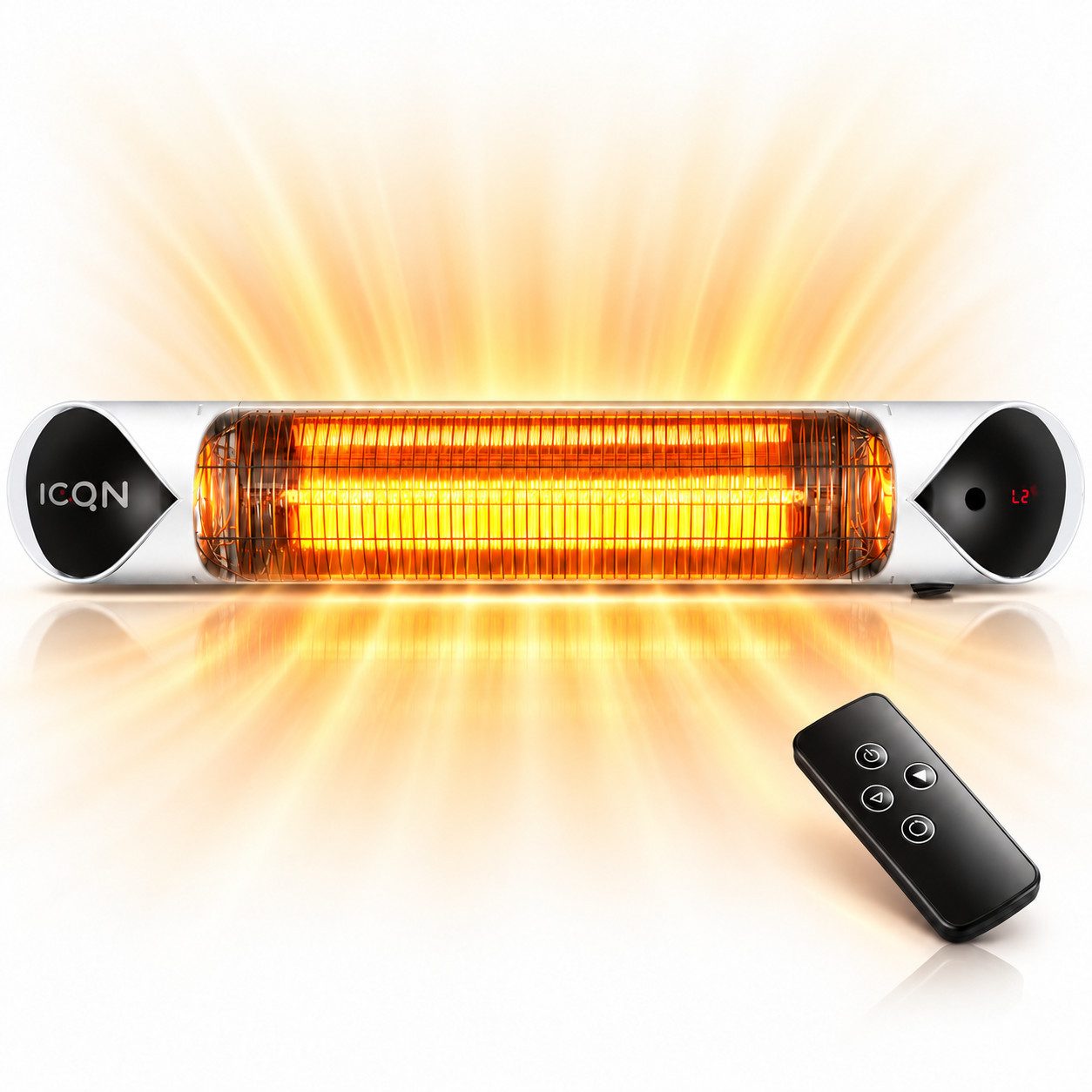 ICQN Heizstrahler ICQN Infrarot Heizstrahler 2000 W mit Ständer, Fernbedienung, IP55, 2000 W, mit Fernbedienung, Kohlenstoff Infrarotstrahler, Innen- & Außenbereich