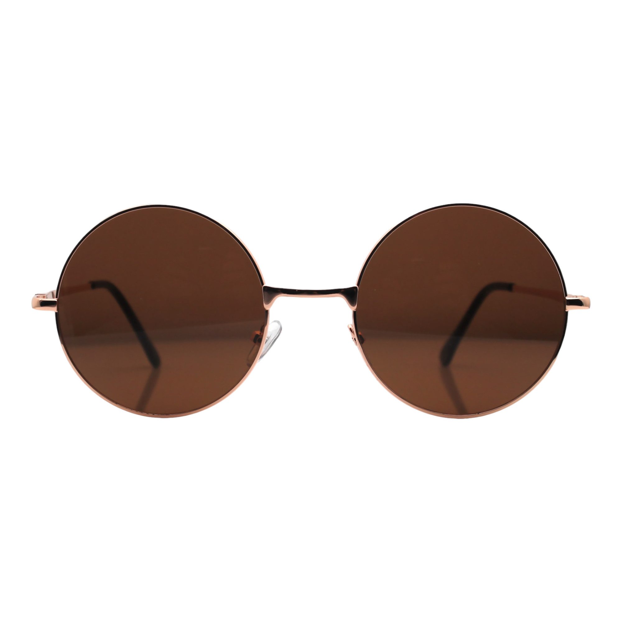 Rennec Sonnenbrille (Große Runde Brille inklusive Brillenbeutel) Nickelbrille mit Federscharniere und getönten Gläsern