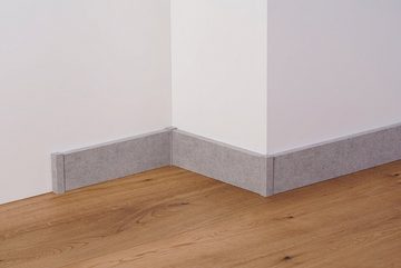 Südbrock Sockelleiste Sockelleiste Modern MDF 16x80 Fußleiste foliert Optik Beton Eckig, L: 250 cm, H: 8 cm, 1-St.