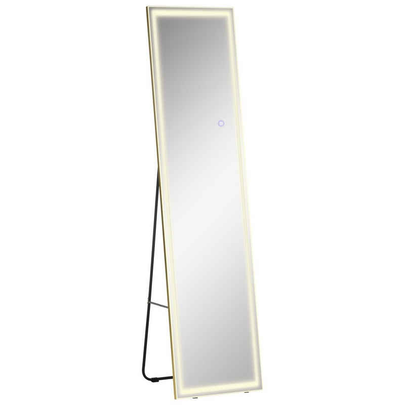 HOMCOM Standspiegel 2 in 1 Ganzkörperspiegel mit LED-Licht, freistehend, dimmbar (Set, 1-St., 1 Ankleidespiegel), LED