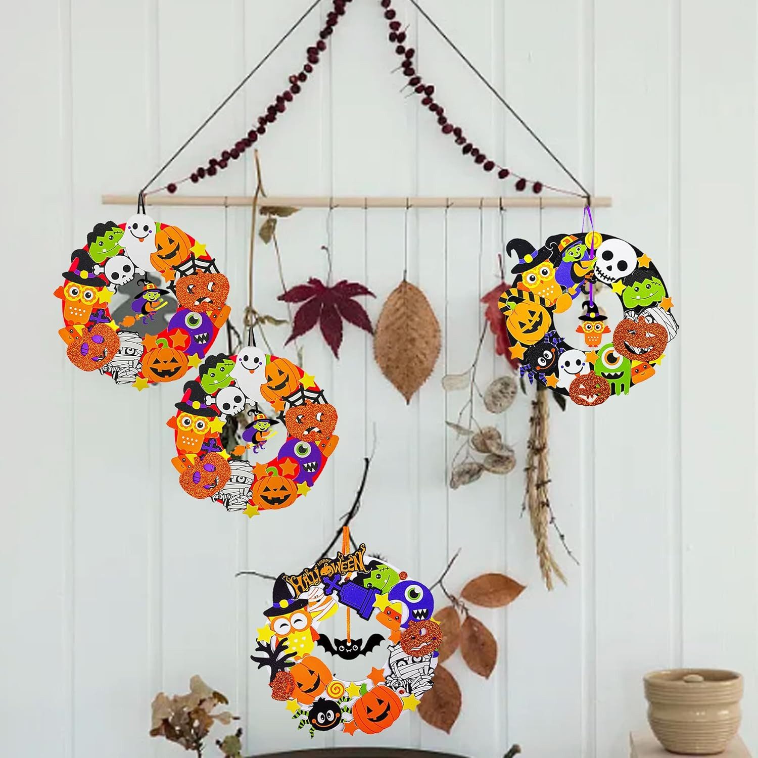 Coonoor Dekoobjekt 8x Halloween DIY Deko Kranz Bastelset Türkranz Wandkranz günstig online kaufen